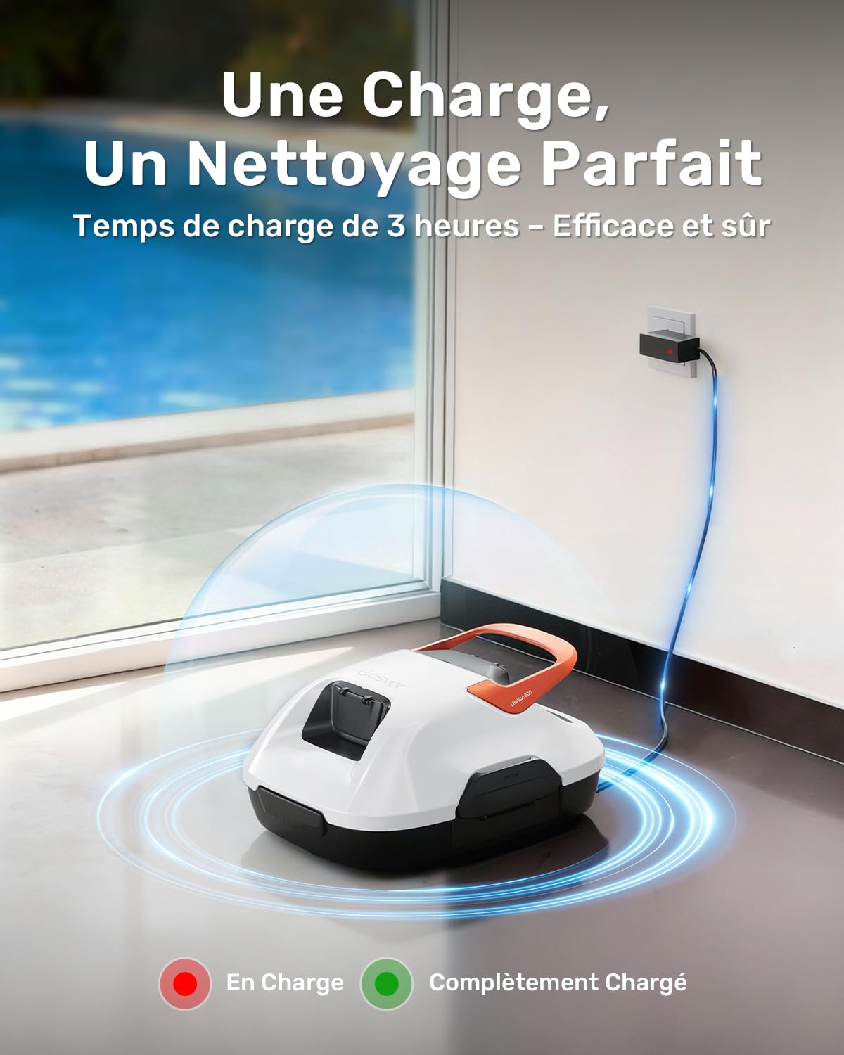 Gosvor Robot de Piscine Hors-Sol sans Fil – 90 Min d’Autonomie, Aspiration Puissante 6600 L/h, Nettoyage Automatique avec Stationnement Intelligent, pour Piscines Jusqu’à 80 m²