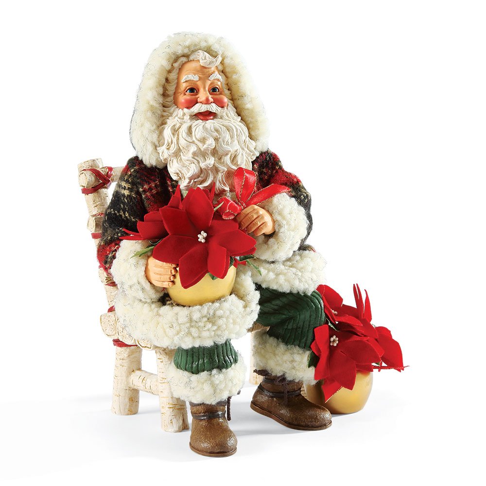 Figurine Père Noël Department 56 Poinsettia : décoration de Noël traditionnelle et élégante
