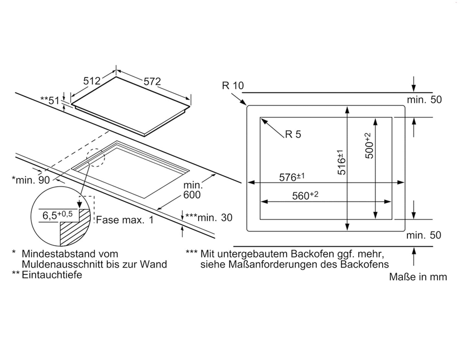 Siemens ET601FNP1E plaque Noir, Acier inoxydable Intégré (placement) Céramique 4 zone(s)