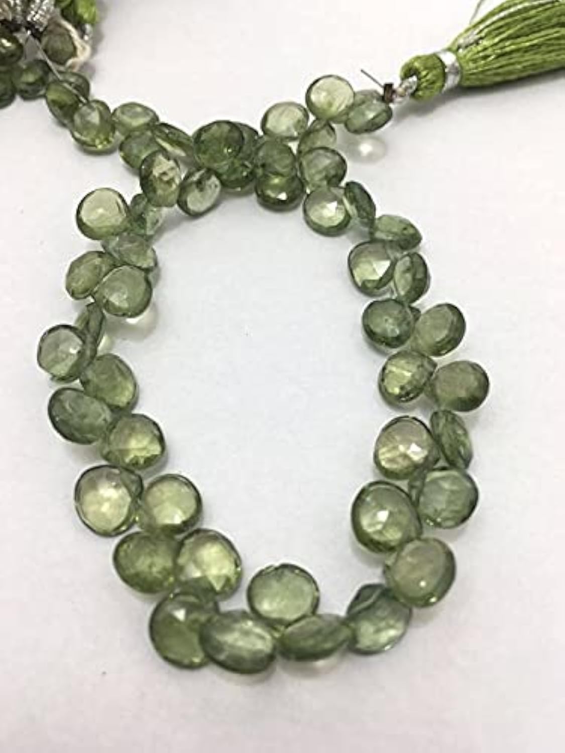 Perles en apatite verte naturelle facettée, qualité gemme supérieure