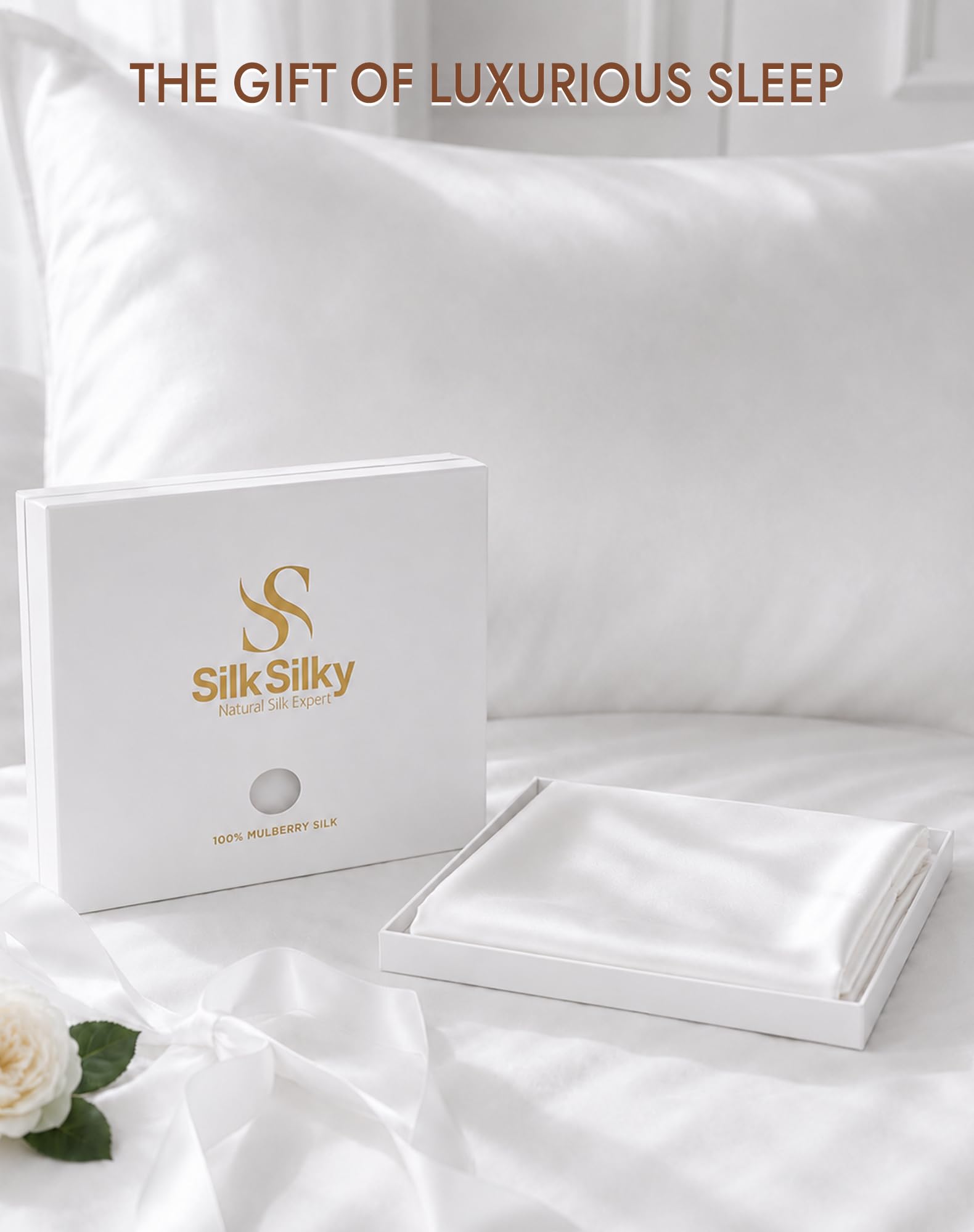 SilkSilky 100% Organic Mulberry Silk Pillow Cases for Hair & Skin Standard