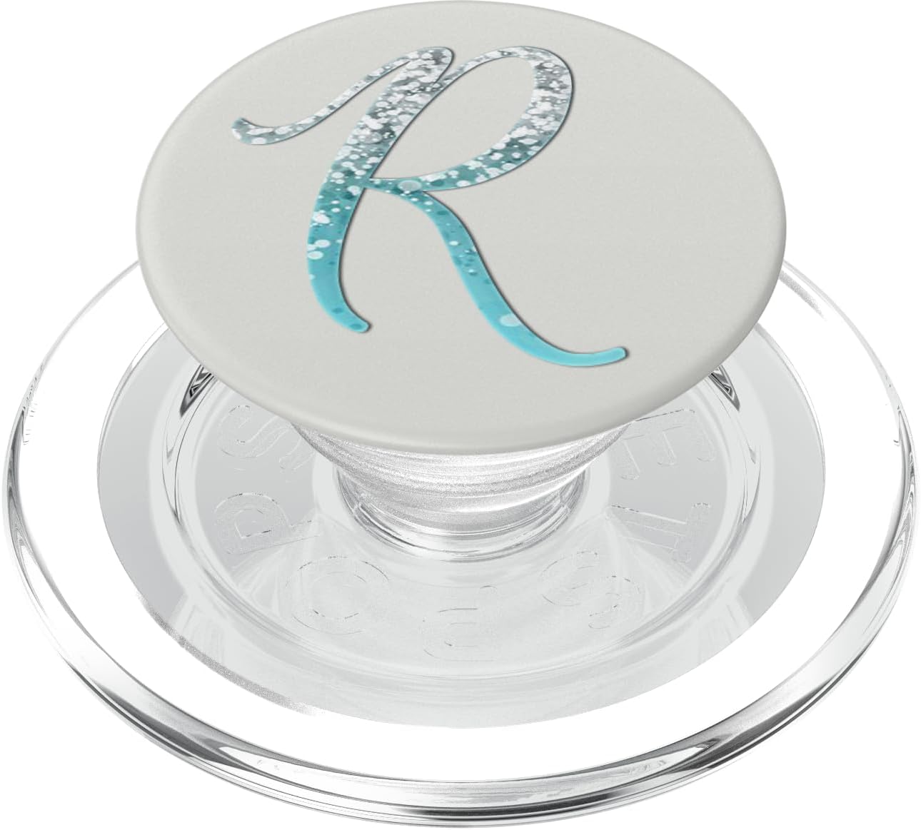 Light Blue Letter-R On a White PopSockets MagSafe PopGrip for iPhone
