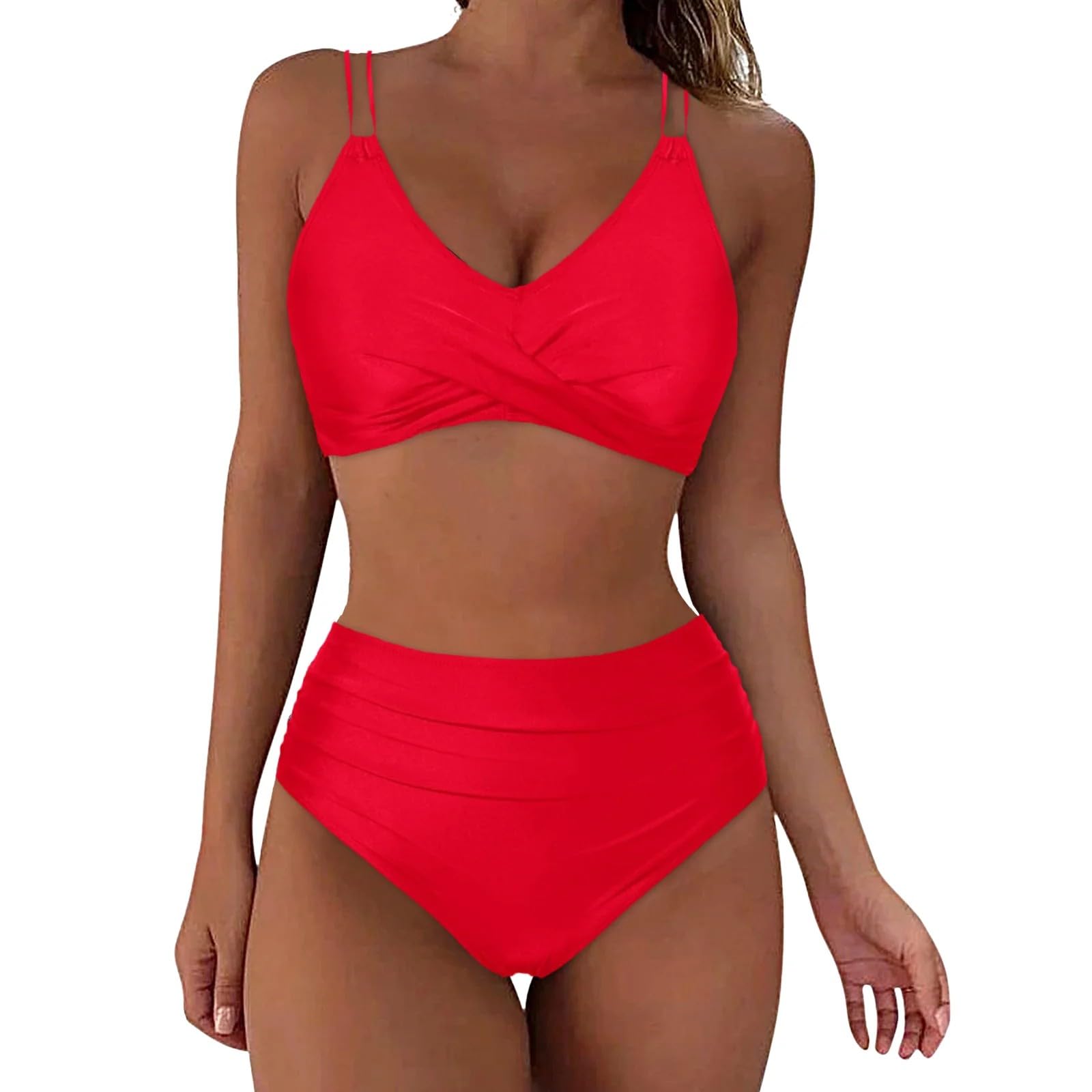 riou Bikinis Mujer 2024 Brasileño Sexy con Relleno Cintura Alta Bañador Deportivo Bohemio Dividido BañAdores Sujetador y Braguitas Bikini Sets Verano Swimsuit Talla Grande Original