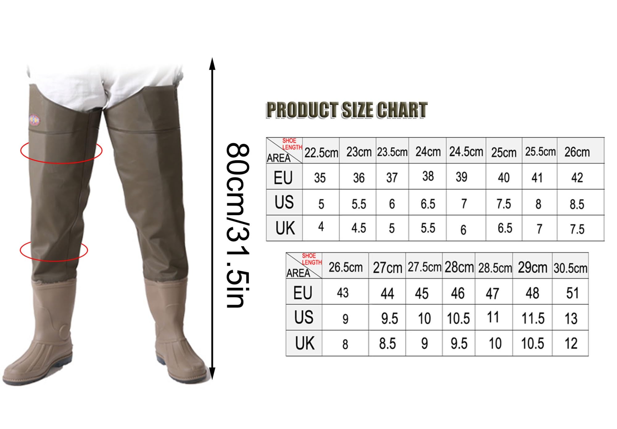 Stivali A Coscia Trampoliere impermeabile in PVC, stivale leggero con fascia elastica regolabile per la caccia alla pesca(Size:45 EU)
