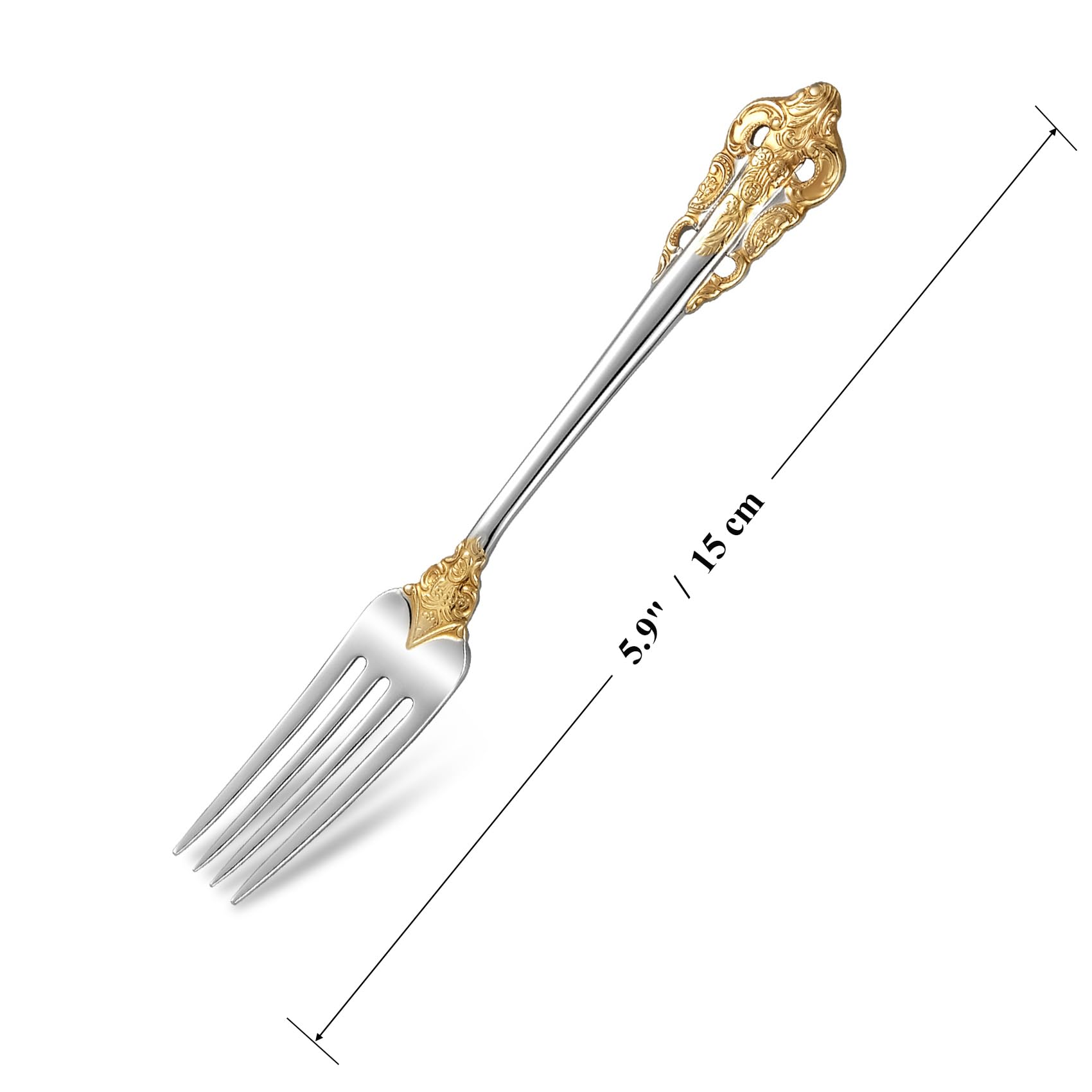 KEAWELL Luxury 4-Piece 5.9-Inch 18/10 Appetizer Forks (Gold Accent) — Amazon image 2