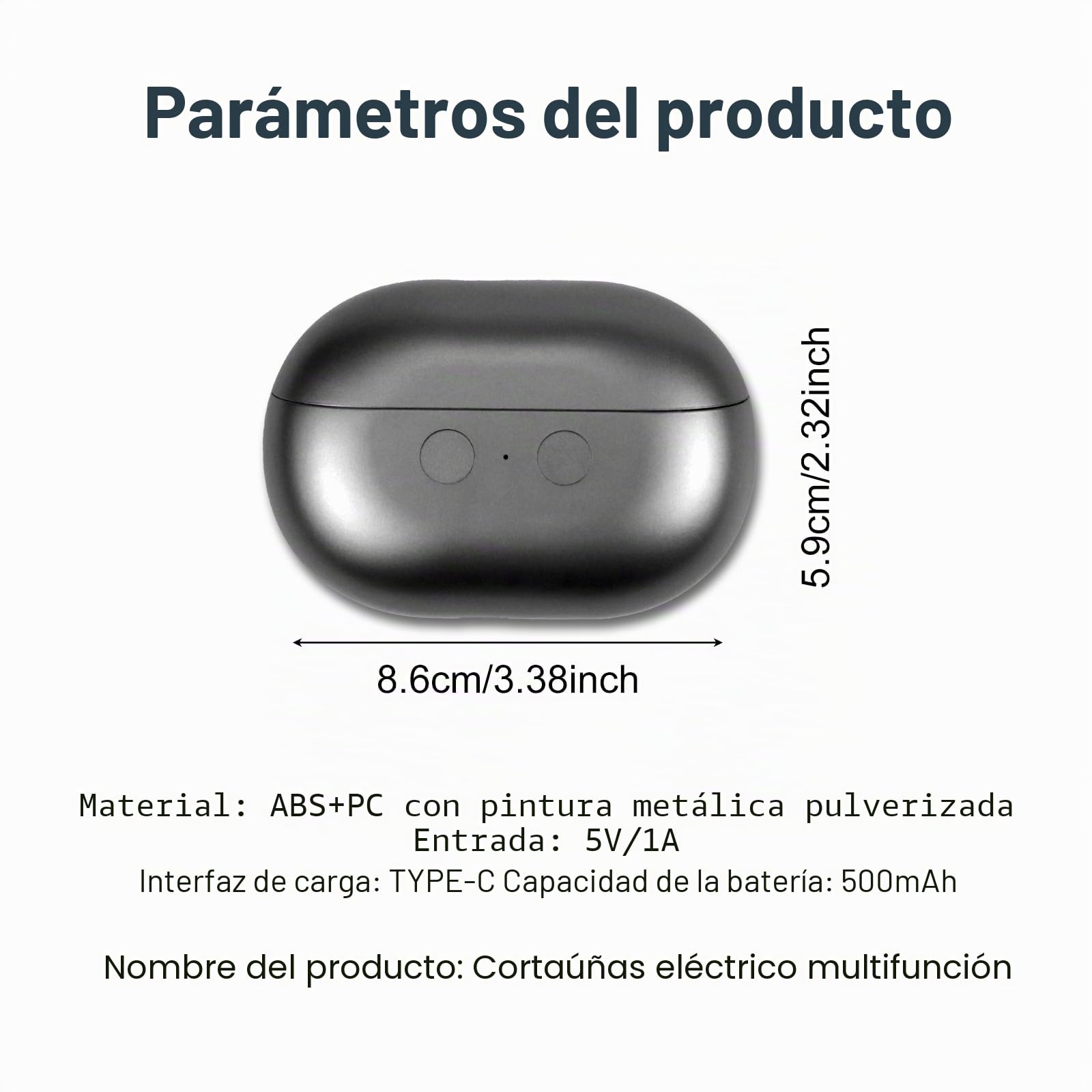 Vueeze Easyclip Smart Nail Clipper,Cortaúñas Inteligente,Easy Clip 3 en 1 Multifuncional, Cortaúñas Eléctrico Portátil con luz LED,Pulidor,Organizador de uñas (Gris)