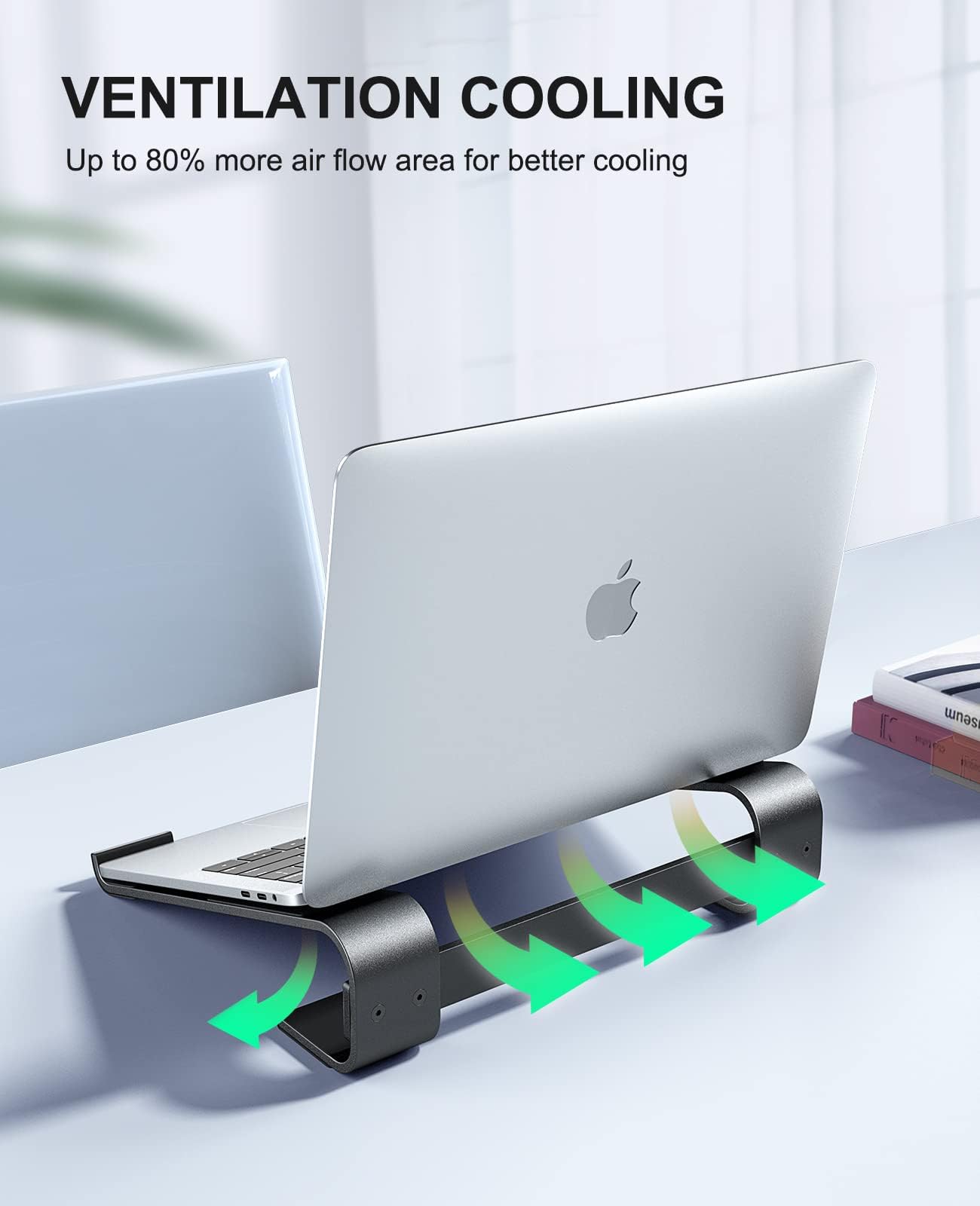 Laptop Stand for Desk, MacBook Stand SOQOOL Sturdy Laptop Riser, Ventilated Ergonomic Aluminum Laptop Holder Compatible with 12 13 15.6 17 Inch MacBook Pro Air/HP/Dell, Work Cooling Computer Stand — Amazon image 5