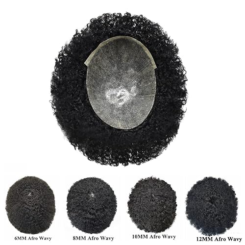 Miniatura 7 de Afro Toupee - Sistema de cabello para hombres negros de 8 x 10 pulgadas, peluca afro de piel completa inyectada para hombres negros, unidades de