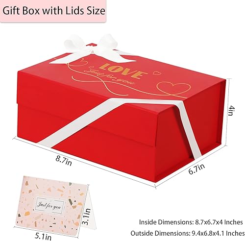 Miniatura 2 de CHARMGIFTBOX Caja de regalo grande con tapas para regalos cajas de regalo plegables rojas de 87 x 67 x 4 pulgadas con cinta de cierre magnético y