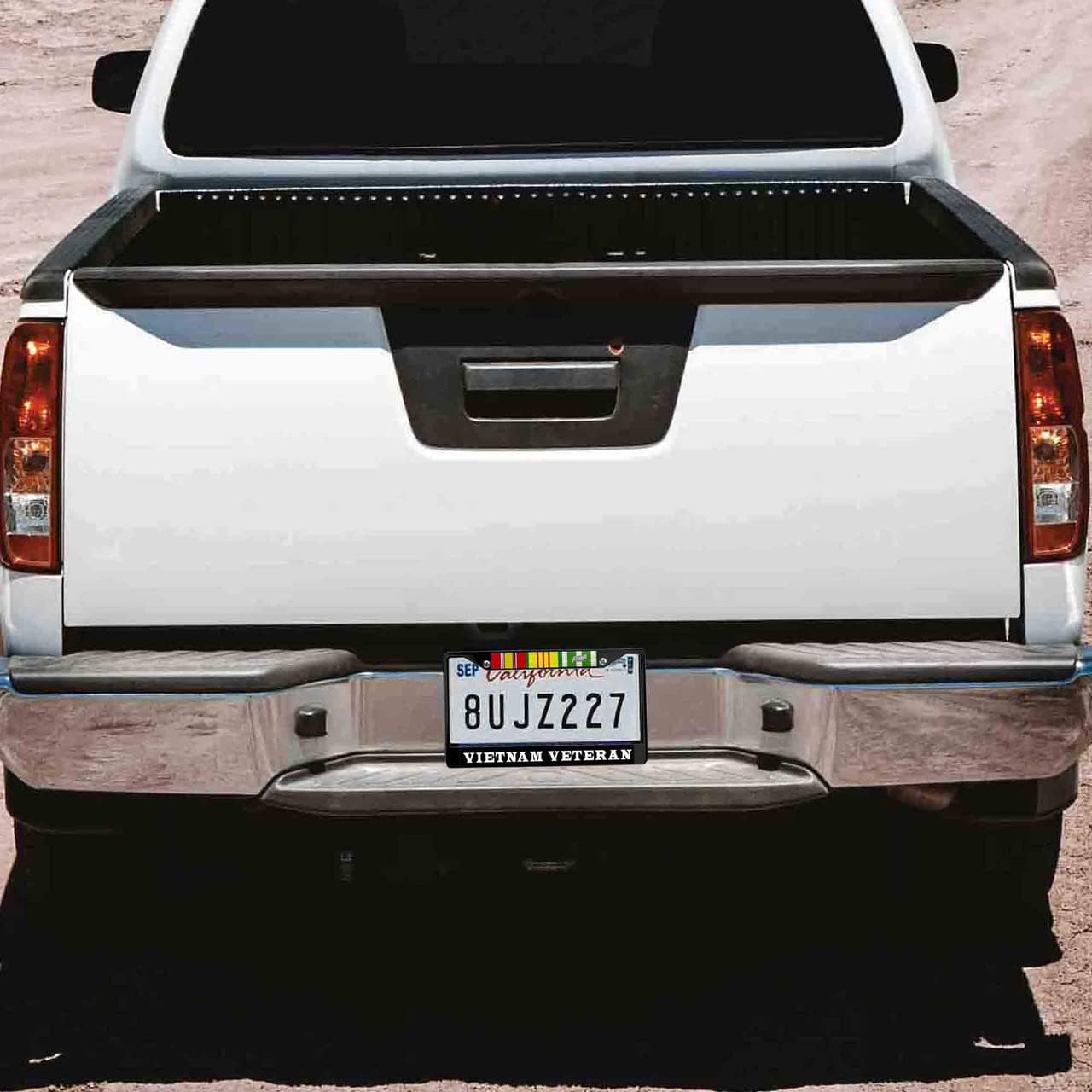 Vietnam Veteran 3 Ribbons Powder Coated Metal License Plate Frame