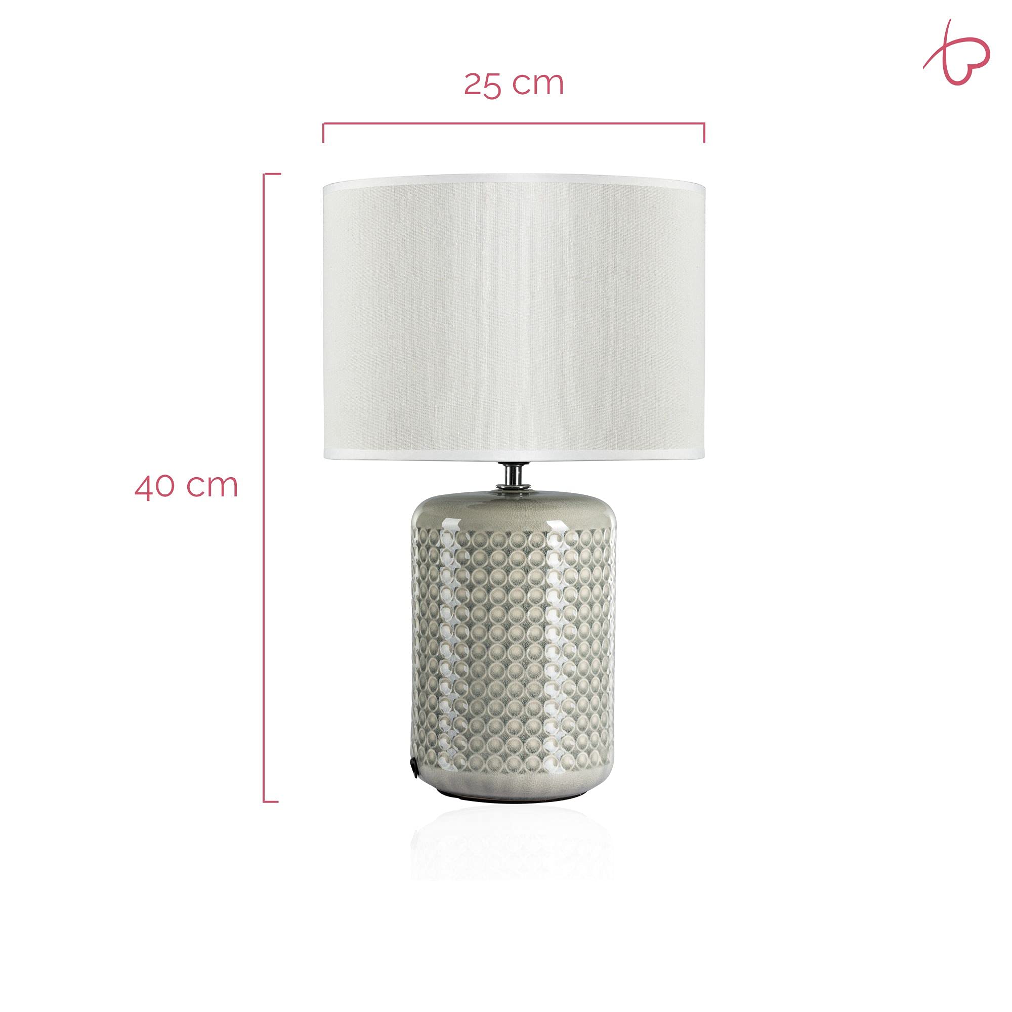 Pauleen 48020 Go for Glow Tischleuchte max. 20W Tischlampe für E27 Lampen Nachttischlampe Beige, Grau, Grün 230V Keramik/Stoff ohne Leuchtmittel