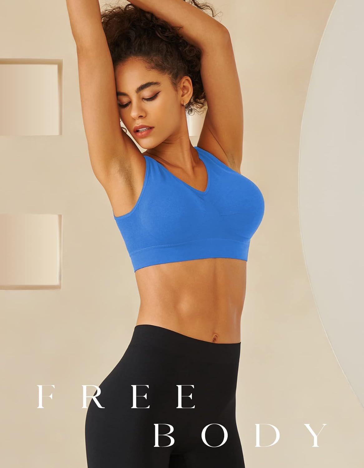 Womens Sports Bras, Yoga Comfort Seamless Stretchy Sports Bra for Women 3 Pack - Image 5