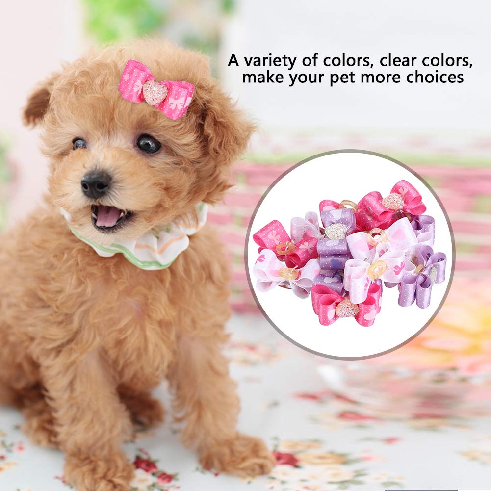 GLOGLOW 15Pcs Pet Hair Bowknot, Multicolor Hair Bowknot Bows Grooming Accessories Mixed Pet Cat Puppy Topknot for Cat Medium Small Dog