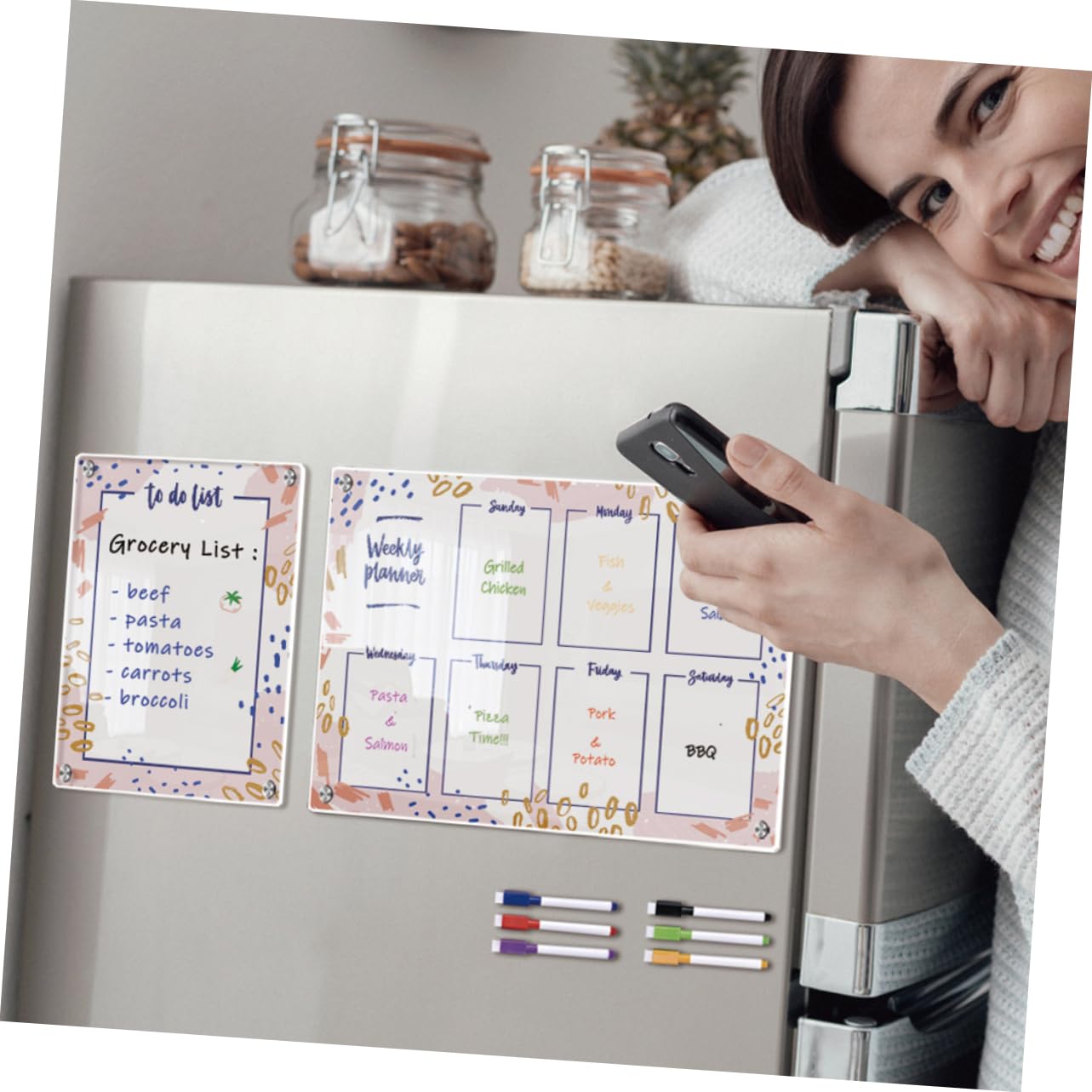 Tofficu Magnetische Trockenlöschtafel Für Kühlschrank To-do-liste Planungstafel Nachrichtentafel Wiederverwendbar Leicht Zu Reinigen