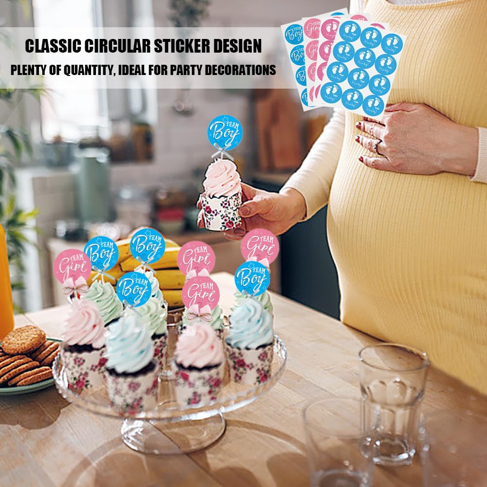 TRKETK 144 Pieces Gender Reveal Sticker - Image 4