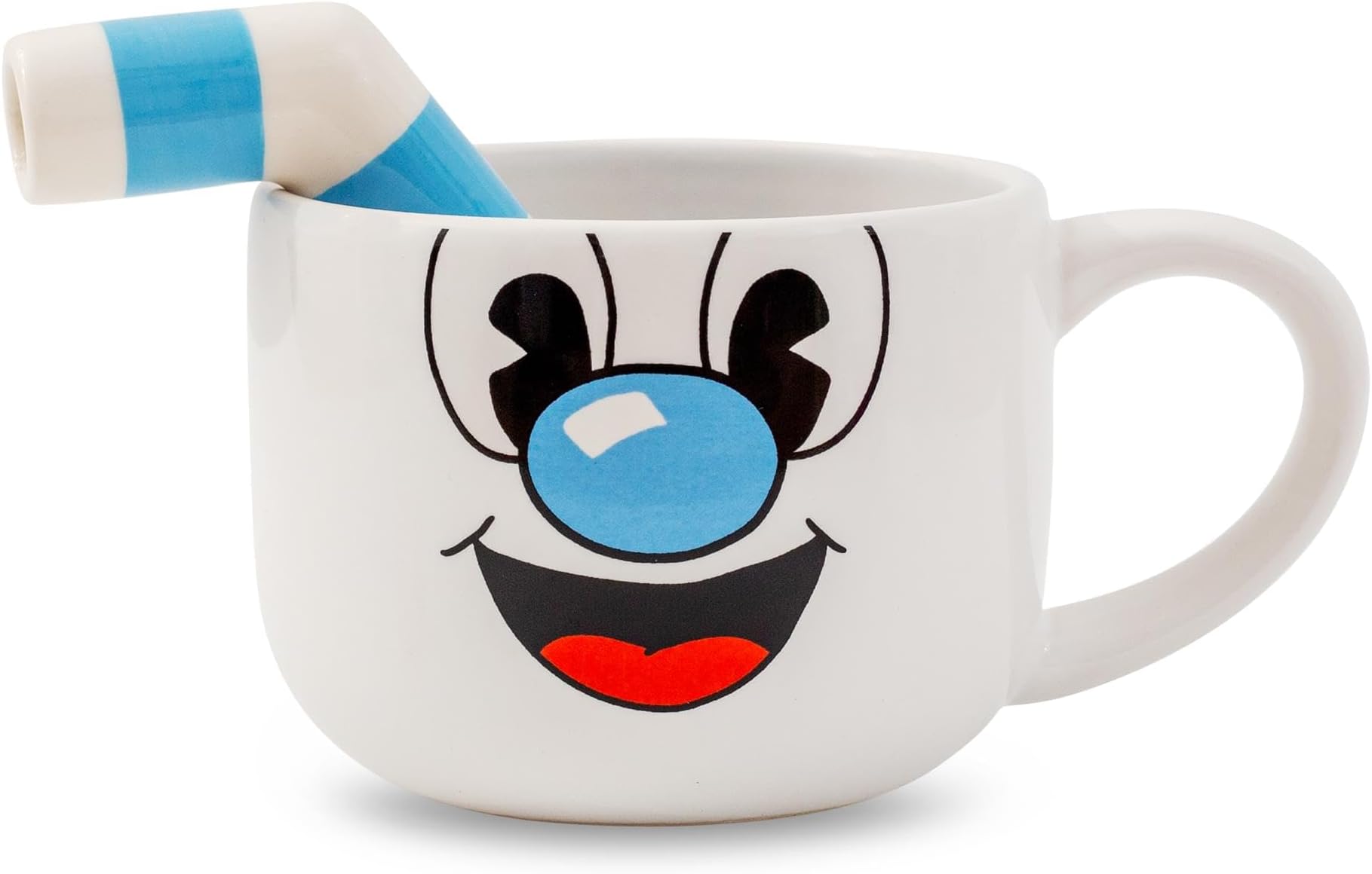 Toynk Cuphead Mugman Ceramic Coffee Mug and Straw | Large Coffee Cup For Tea, Espresso, Cocoa | Holds 20 Ounces