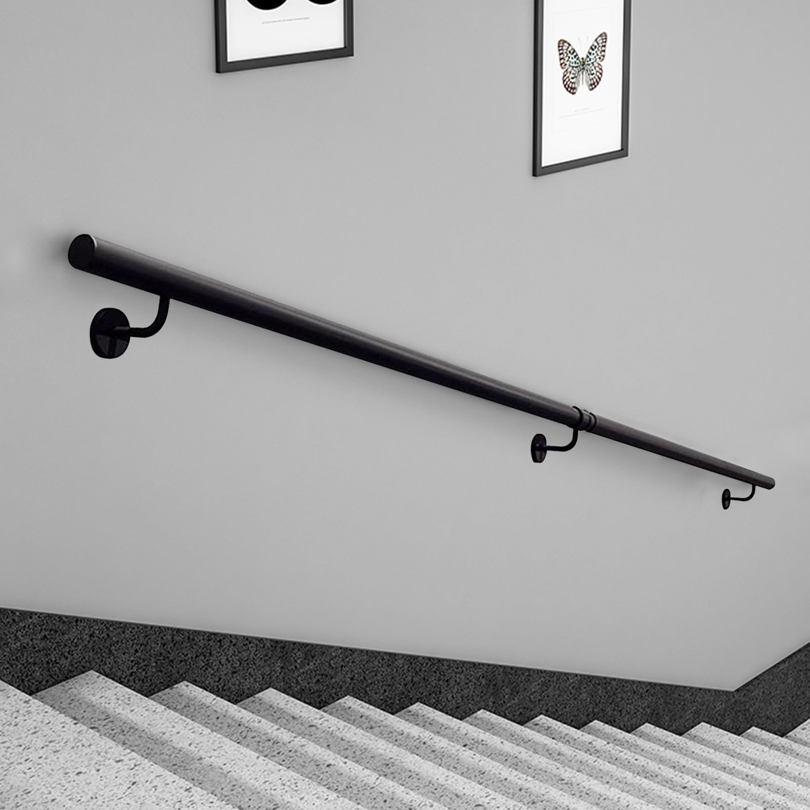 Barandilla negra de pared, barandillas para escaleras de 1 2 3 4 5 6 metros para exteriores o interiores, barra de seguridad de hierro forjado, barra de apoyo antideslizante(100cm)