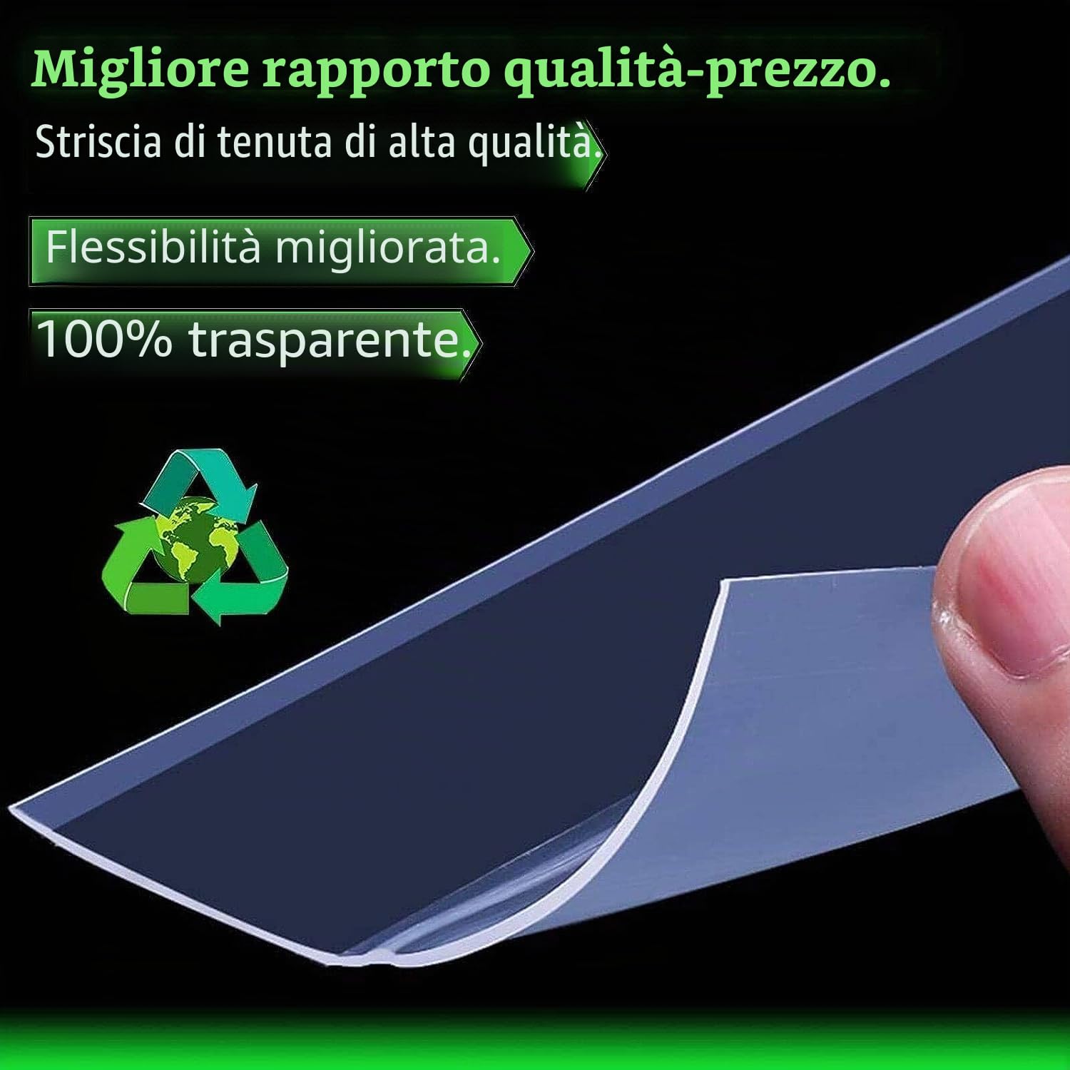 Guarnizione porta finestre in silicone trasparente adesiva 35mm per fessure fino a 20mm