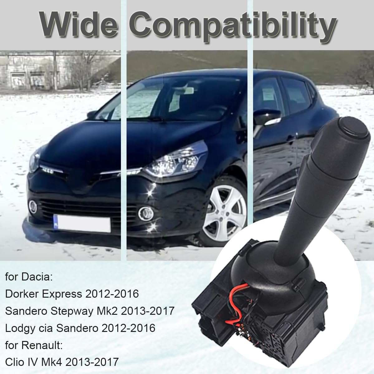 ZAMDOE 8201167988 Przełącznik dźwigni zmiany kierunku światła dla Dacia Dokker Duster Logan II Lodgy Sandero II Dorker Express dla Renault Clio IV MK4 681726046R 15 pinów