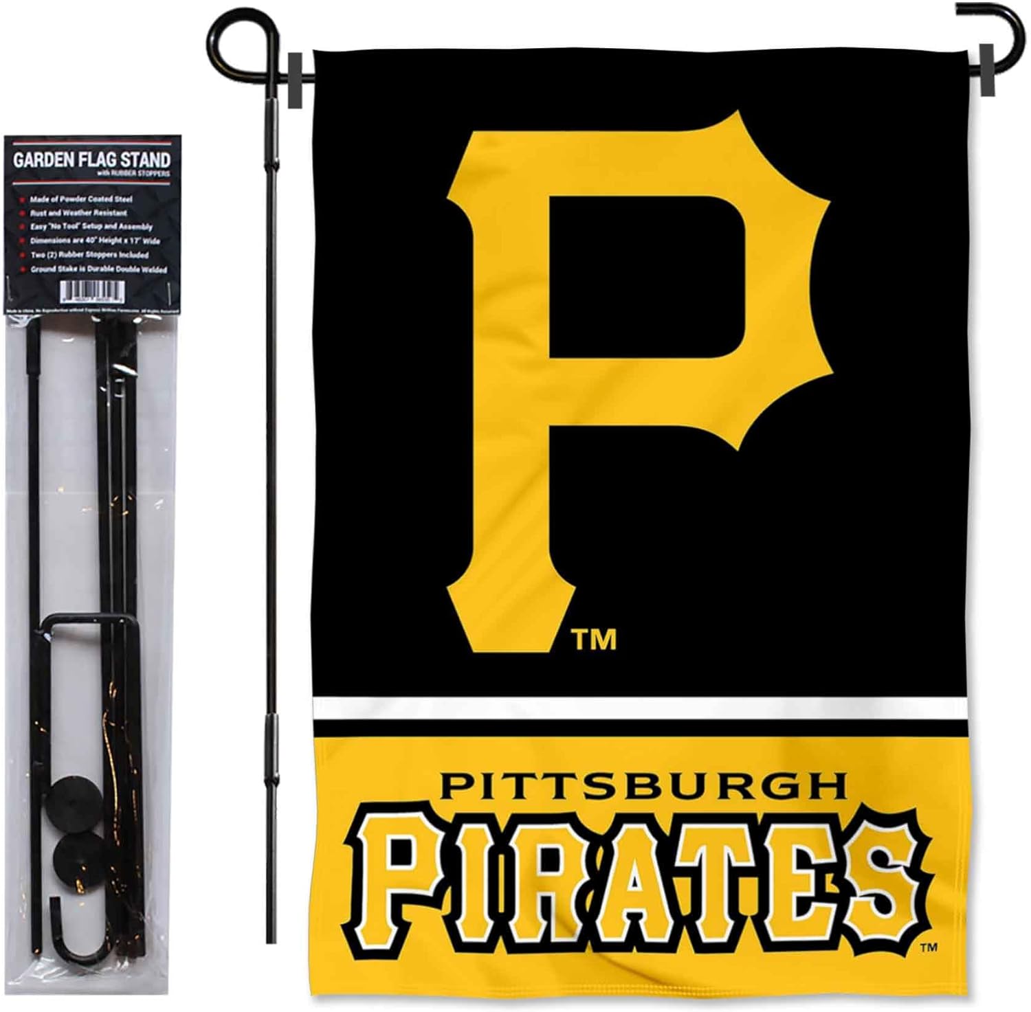 Pittsburgh Pirates Garden Flag with Stand Holder - Image 2