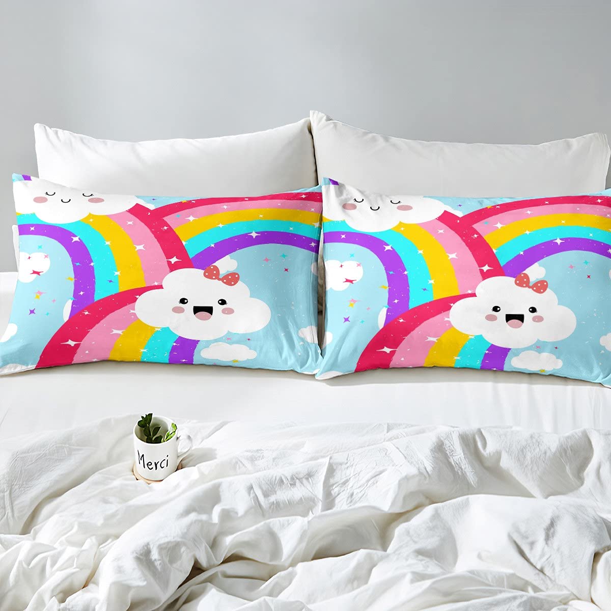 Set di biancheria da letto con lenzuolo con angoli, per letto king size, motivo cielo stellato