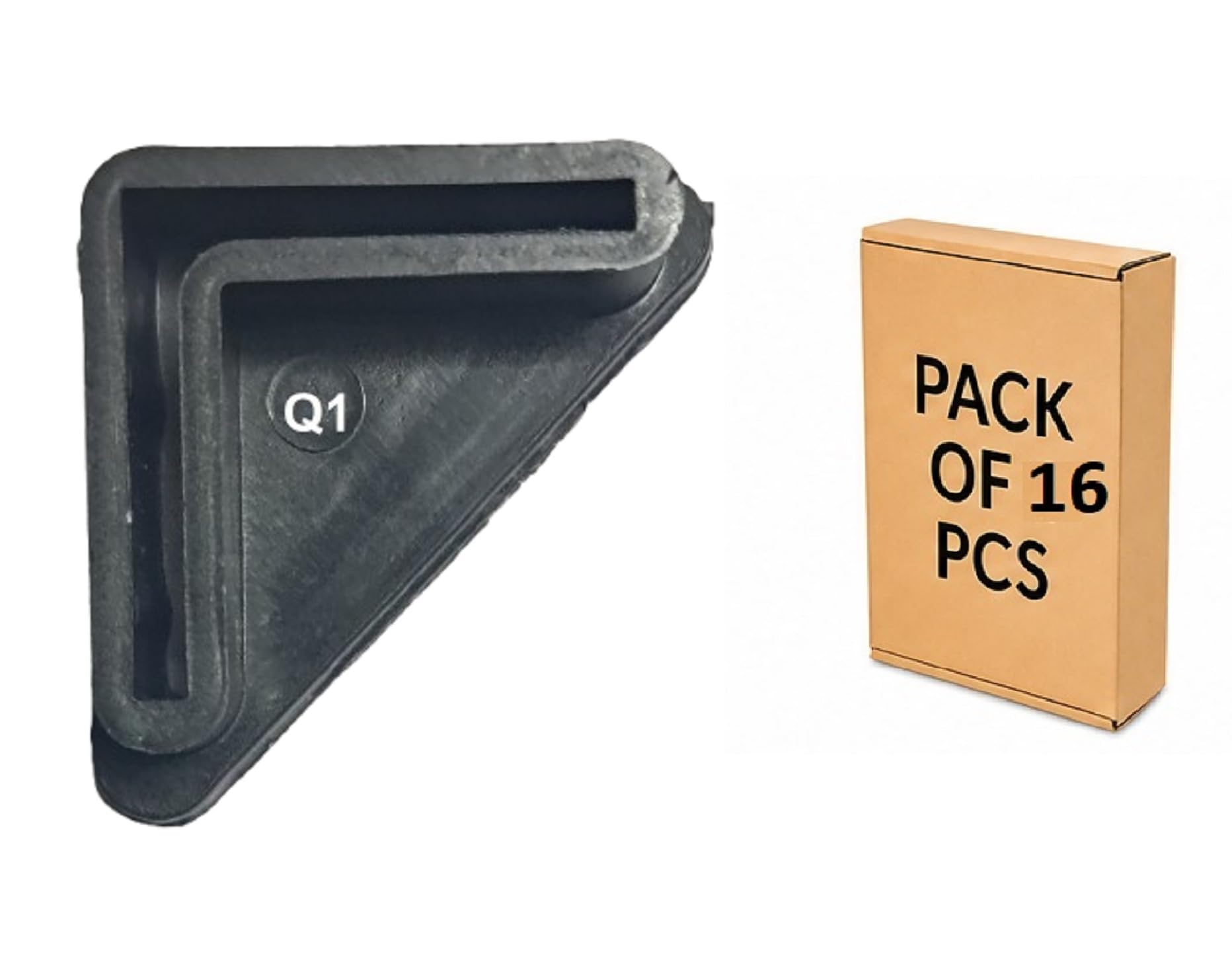 Q1 Beads Plastic 16 Pcs. 38 mm x 38 mm /1.5 inches Bush for Slotted Metal Rack/Furniture Leg -Floor Protector (Black)-image-34