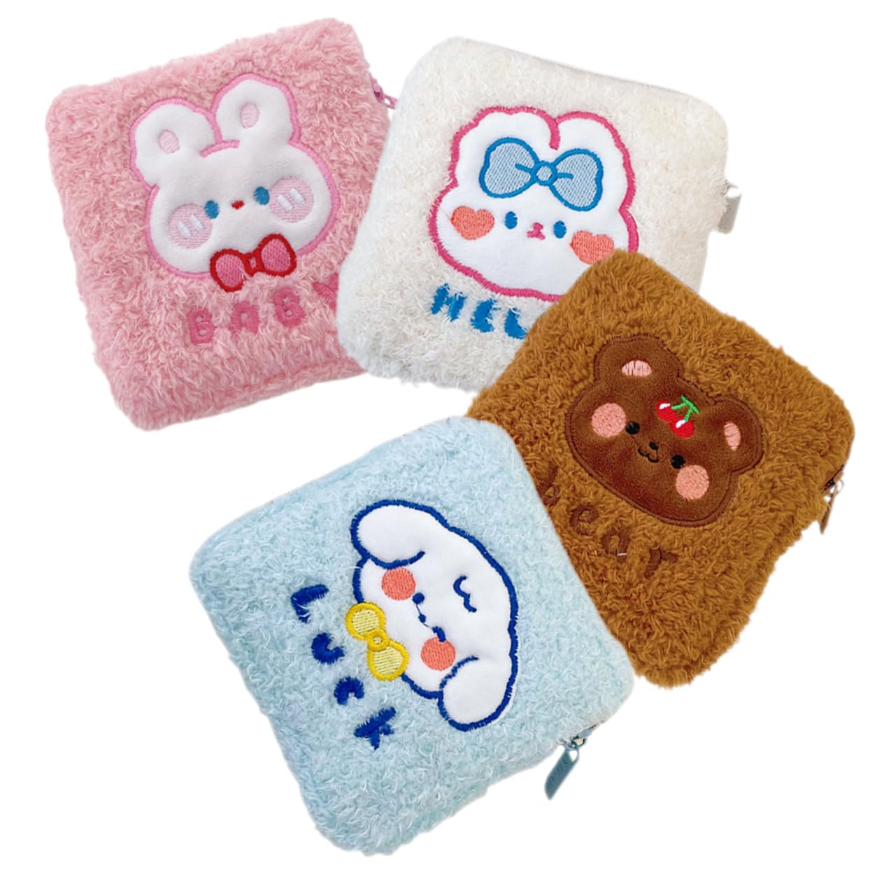 NOLITOY 12piezas Bolsa De Almacenamiento Para Toallas Sanitarias Reutilizables Organizador De Higiene Femenina Bolsa De Viaje Para Menstruación Diseño Bonito De Conejo y Perro Lavable y