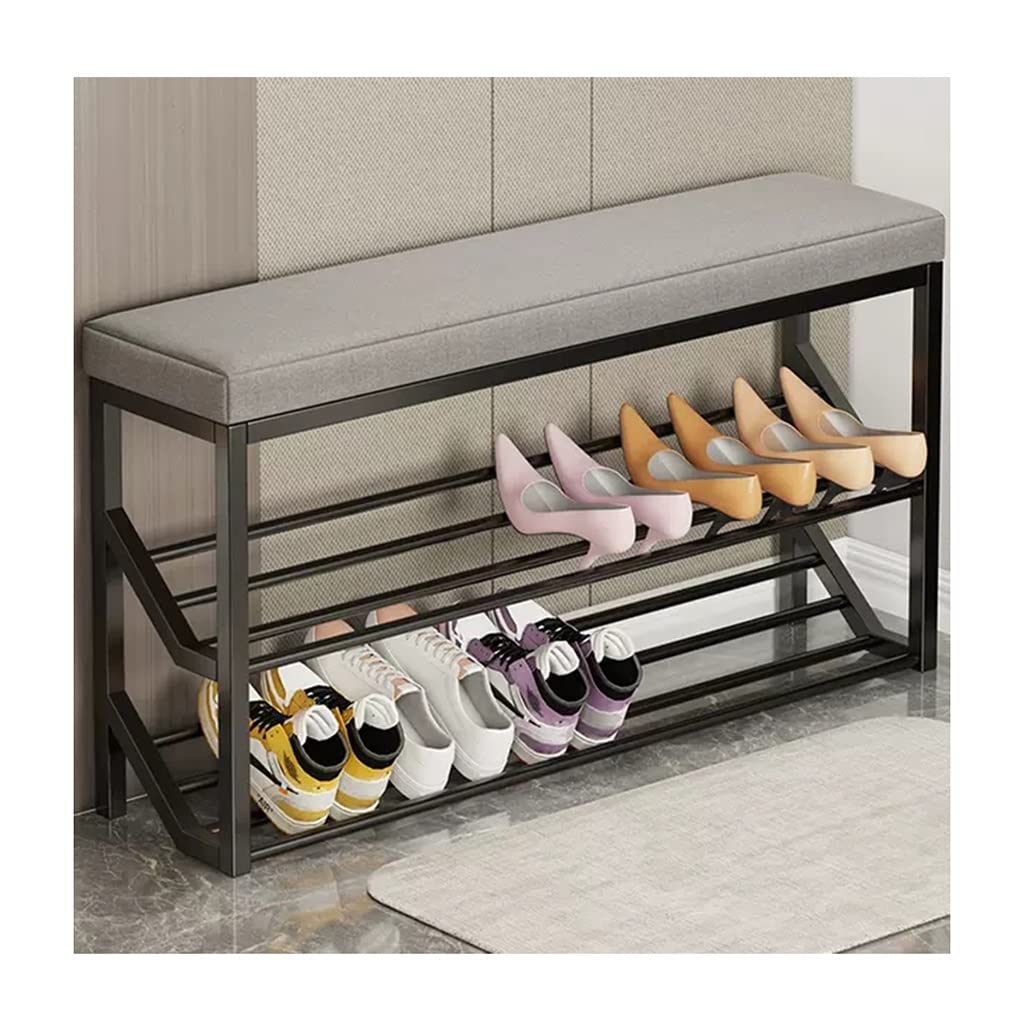 Banc de rangement pour vestiaire et entrée avec assise métal