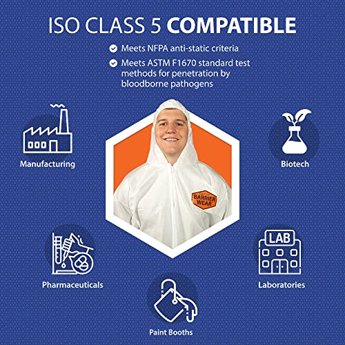 Quest Barrierwear Disposable Coveralls For Light Splash And Dry Environments - Ppe White Hazmat Suit - Single Pack, 4Xl #TOP6
