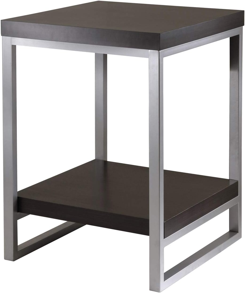 Winsome Jared End Table with Metal Frame, for Living Room, Bedroom, Espresso & Slate Gray