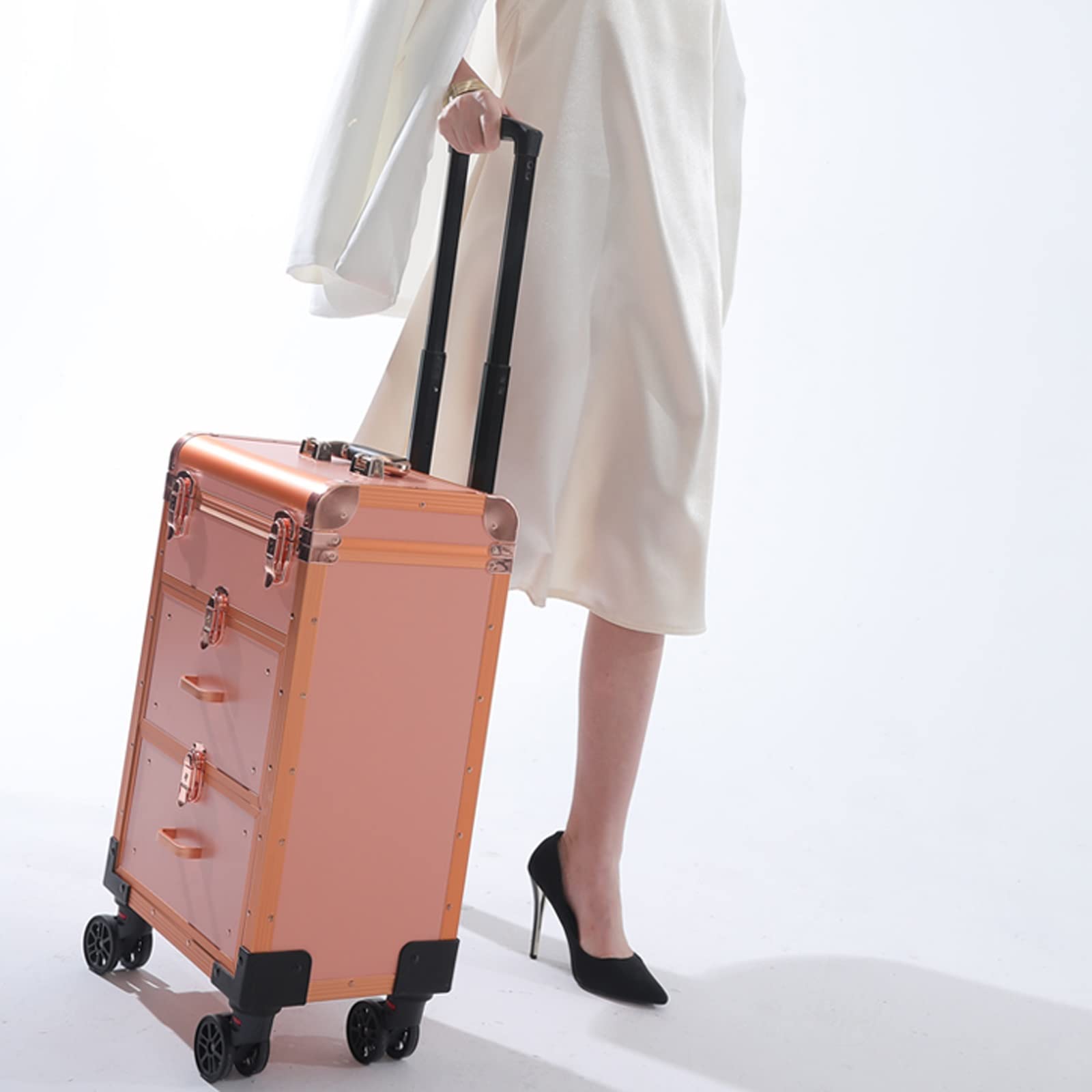 Beauty Makeup Train Case Trolley da Viaggio Cosmetic Bag Rolling Organizer Vanity Box, Rolling Makeup Case Travel Train Case con Ruote Trolley cosmetico, Robusta Maniglia per Il TR