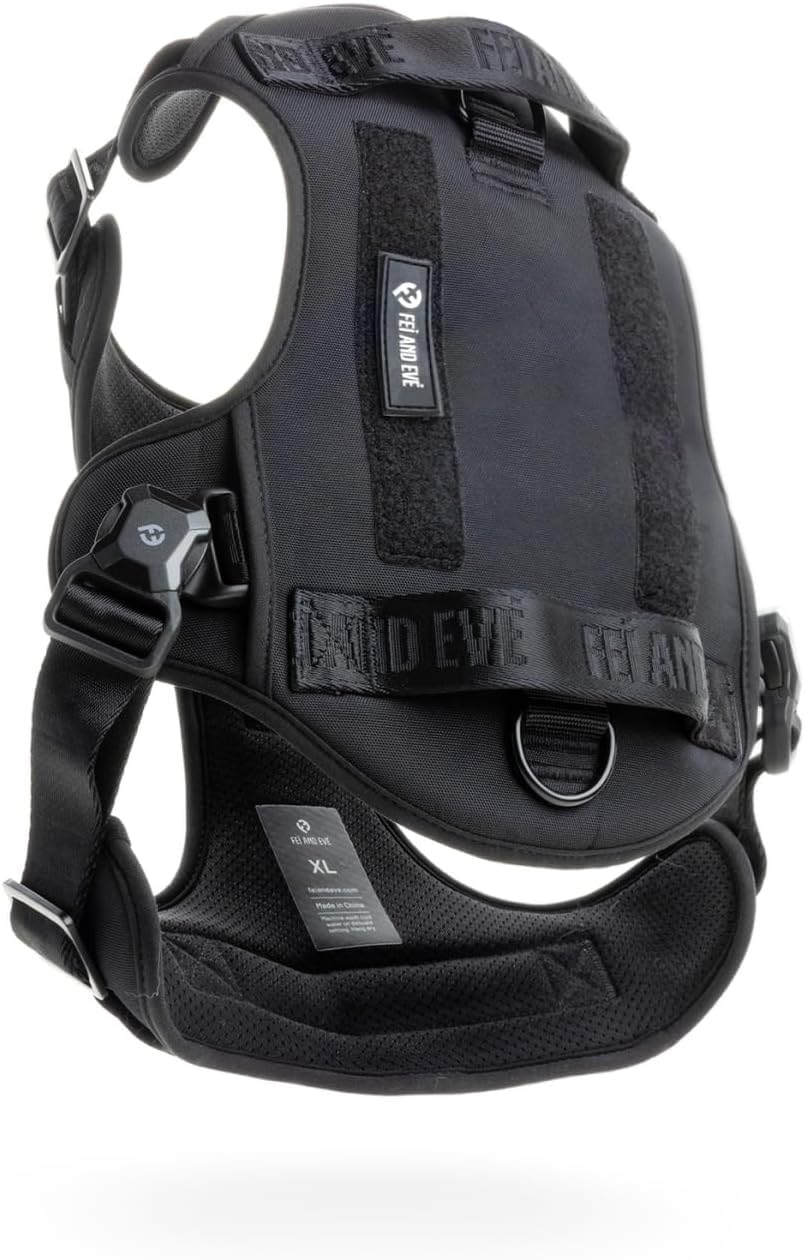 Fei & Eve MagEase 3-Second Magnetic Dog Harness | No-Pull Tactical Vest | Quick-Connect MOLLE w/3 Leash Clips | Heavy-Duty 900D Nylon | Adjustable w/Handle (Medium, Black) — image 1