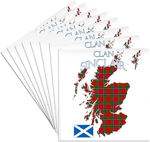 Vista 10 de Set of 8 Coasters - Soft - Outline of Scotland with The Sinclair Clan Family Tartan. Creative Studios Scottish Tartans