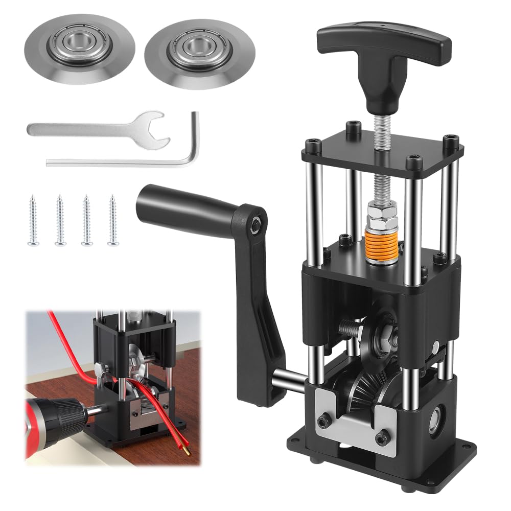 Pince à dénuder avec 2 lames, machine à dénuder de fil de cuivre pour manivelle ou perceuse, machine à dénuder pour câble de 1 à 30 mm, outil de dénudage de câble réglable pour le recyclage du cuivre