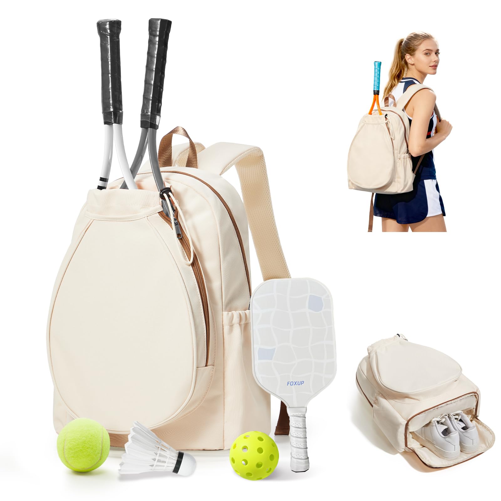 BJLFS Tennis Backpack for Women Men,Tennis Bag with Shoes Compartment & Wet Pocket,Badminton Bag Pickball Bag,Waterproof Sports Backpack Gym Bag for Outdoor