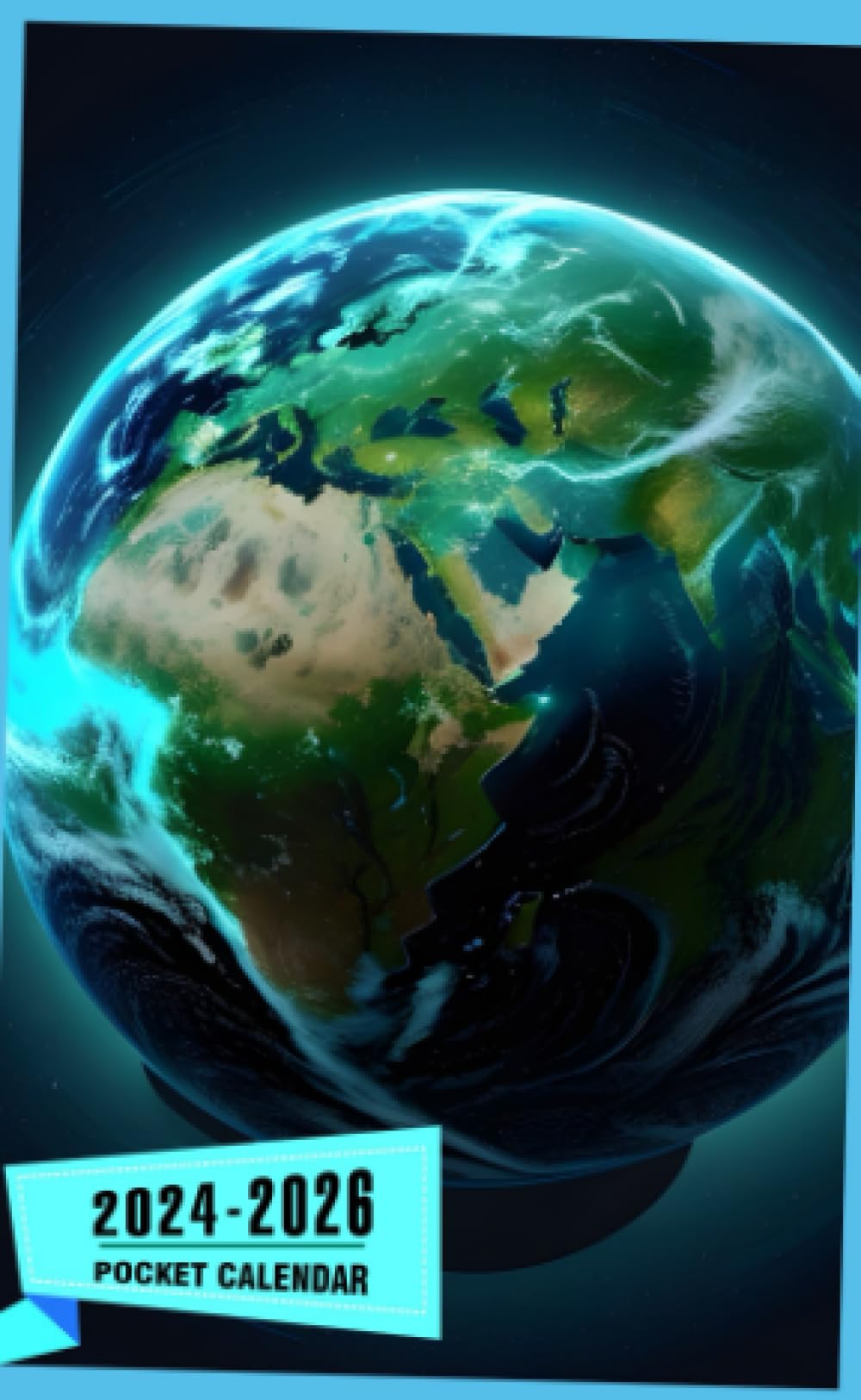 Pocket Calendar 2024 - 2026 With Moon Phase: Three-Year Monthly Planner for Purse , 36 Months from January 2024 to December 2026 | Earth digital code style | Vector graphics