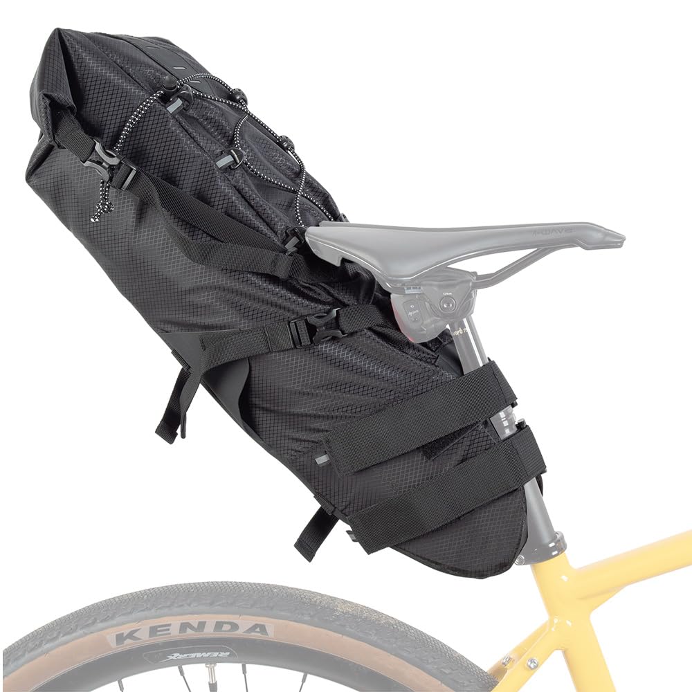 M-Wave Borsa da sella per bicicletta, impermeabile, riflettente, ROUGH RIDE SADDLE L BLACK SERIES