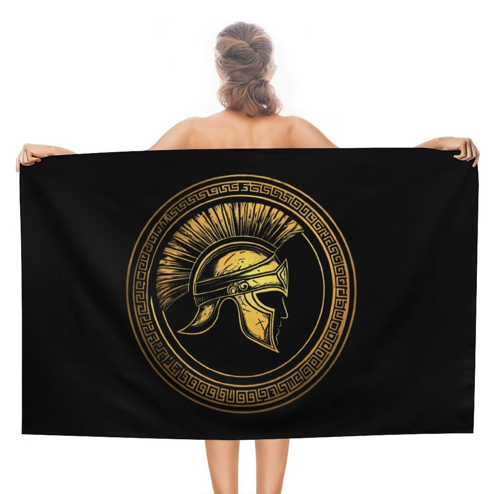 CGSBNGHA Golden Greek Helmet Spartan Beach Towels Soft Bathroom Bath Pool Swim Towels for Women Men