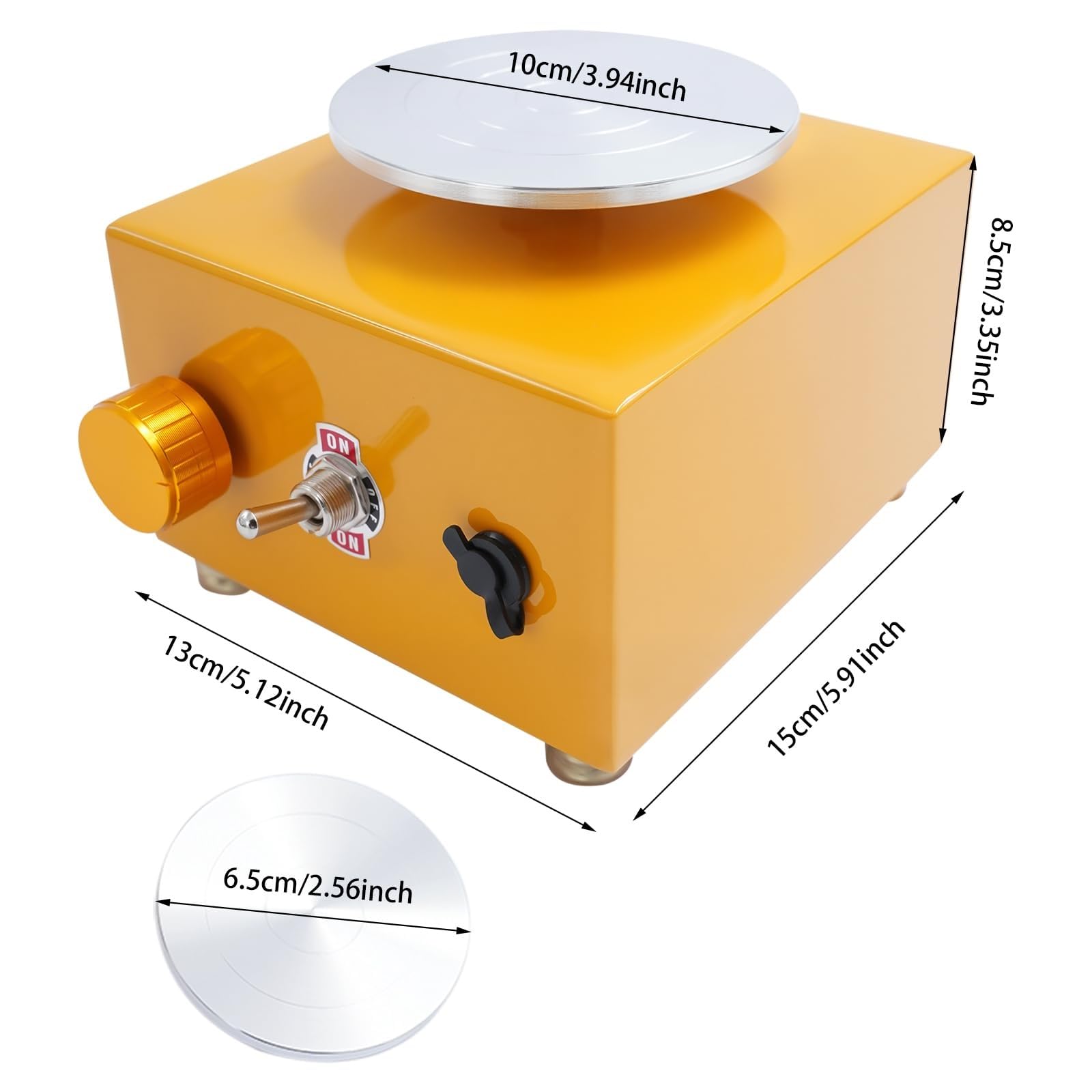 Mini torno de alfarería eléctrico,Couleeur 2000 RPM y platos de 10/6,5cm Máquina de alfarería con plato giratorio con herramientas de modelado for tiendas de bricolaje de cerámica