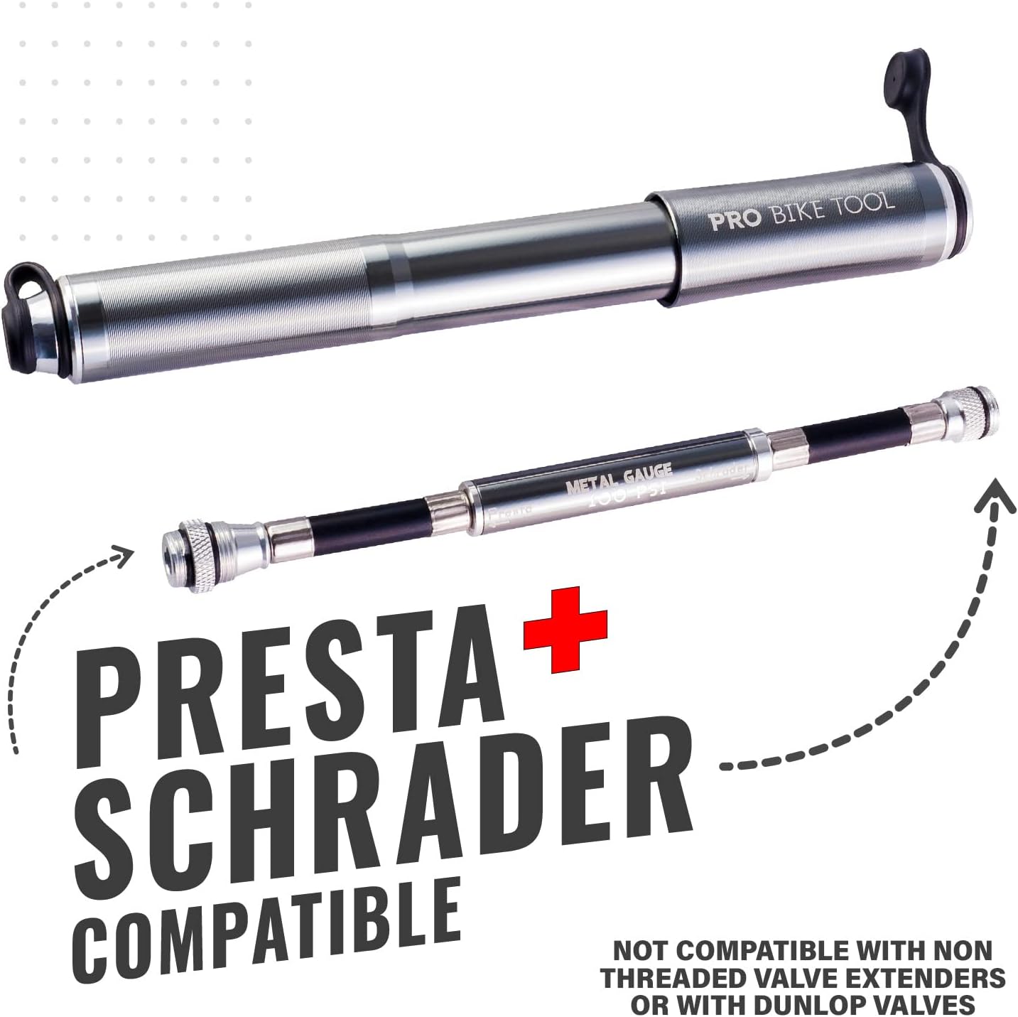 Pro Bike Tool Mini Bike Pump with Gauge, Presta and Schrader Valve Compatible Bicycle Tire Pump for Road, Mountain and BMX Bikes, High Pressure 100 Psi, Mount : Sports & Outdoors