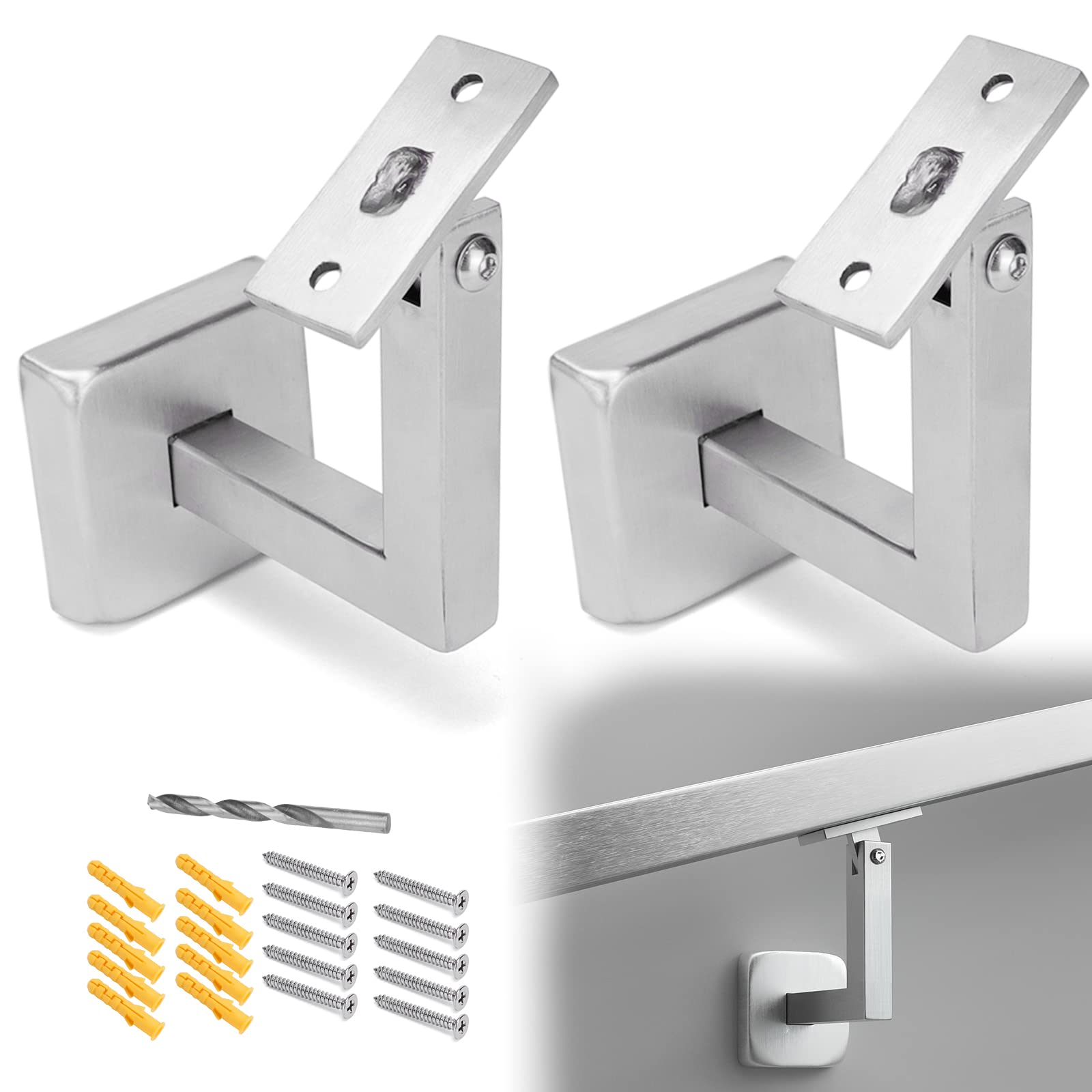 Buy Muzata 2pack Adjustable Square Handrail Brackets for Staircase