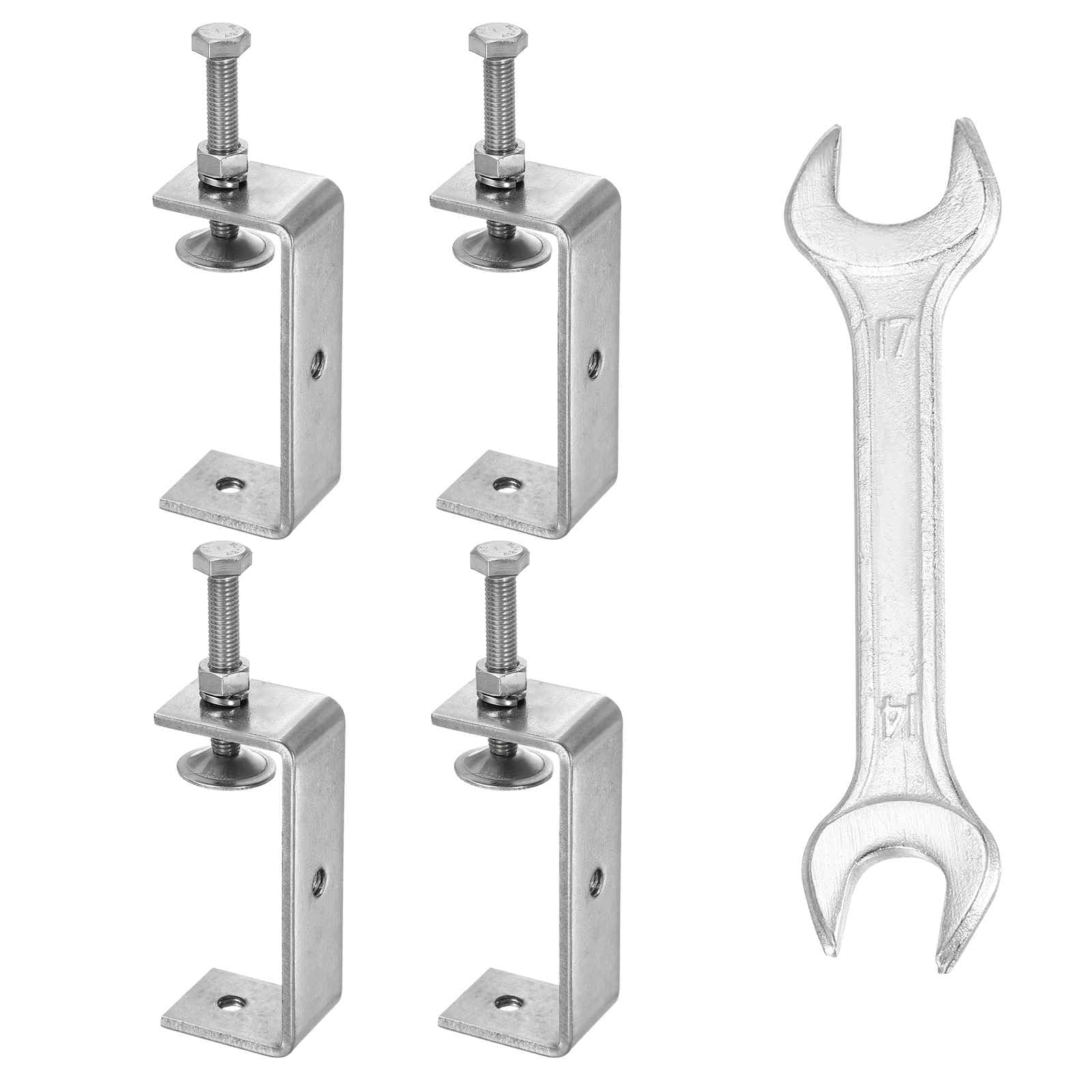 HARFINGTON 4 PCS Stainless Steel C Clamps Mini 3.35" (85mm) Wide Jaw Opening Stainless Steel U Clamp for Woodworking Welding Building Household Mounting