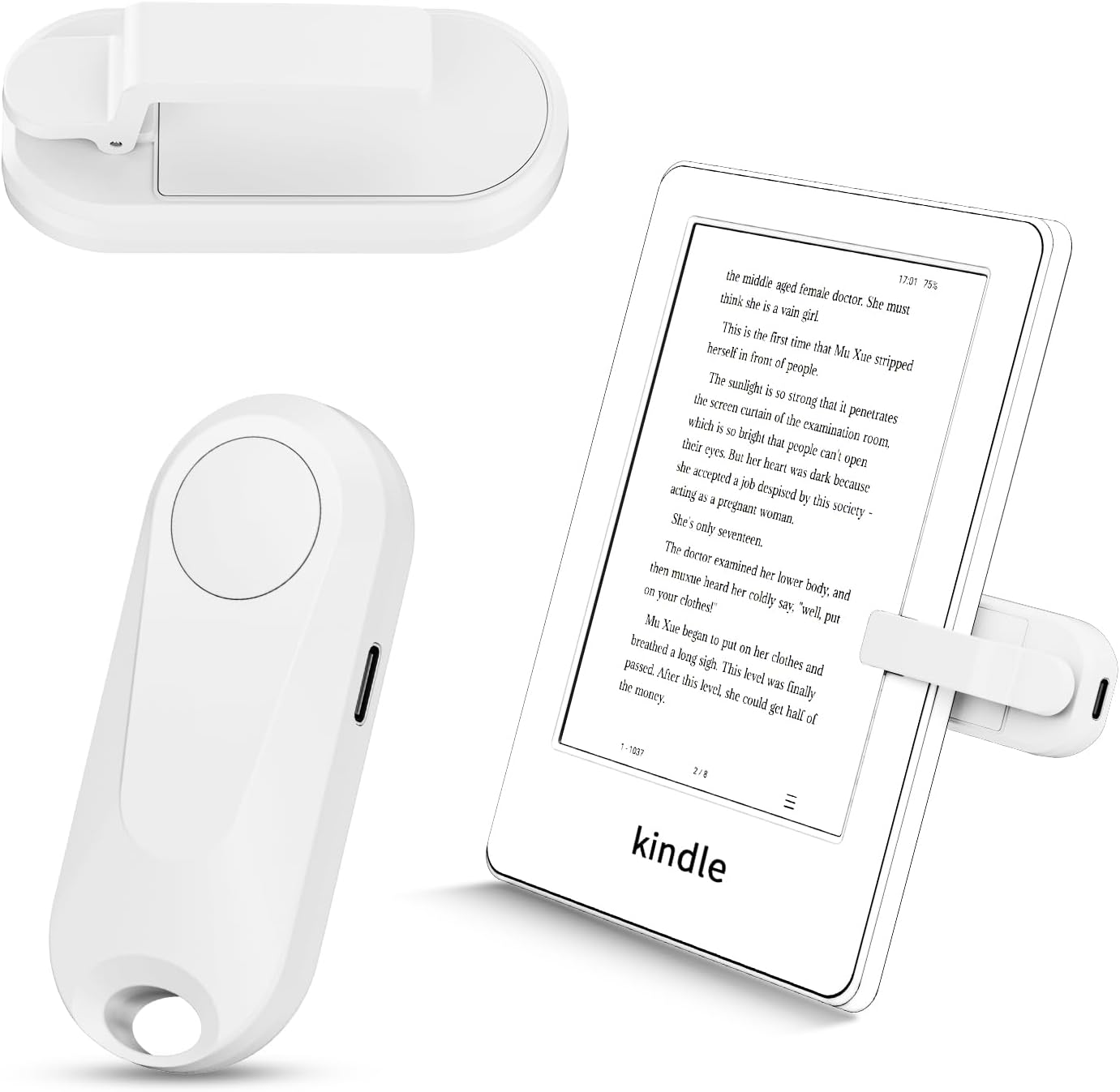 K2 RF Remote Control Page Turner for Kindle Paperwhite Accessories Ipad Reading Kobo Surface Comics/Novels iPhone Tablets Android Taking Photos Camera Video Recording Remote (White)