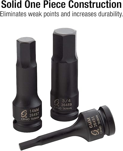 Miniatura 5 de Sunex 3569 - Juego de llaves hexagonales de impacto de 3/8 pulgadas Dr. Master (84 piezas) y Sunex 2637, juego de destornilladores hexagonales de