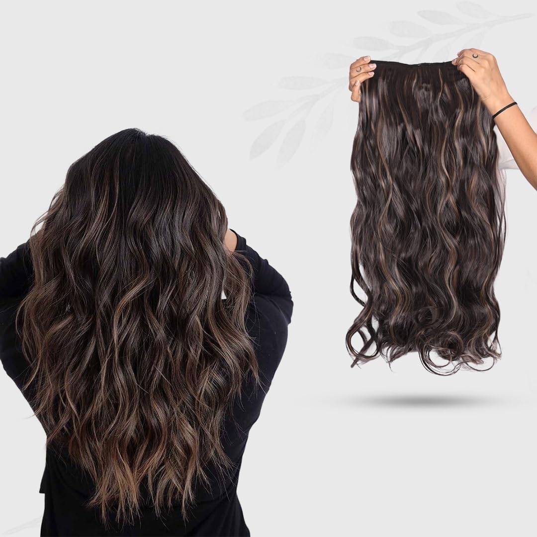 El Cabell Hair Extension Full Head Wig 20 Inch | Synthetic Hair Pieces with 5 Clip Wig | Cheap Fluffy & Non-Tangled Natural Look Hair Extensions for Women & Girls.-image-33