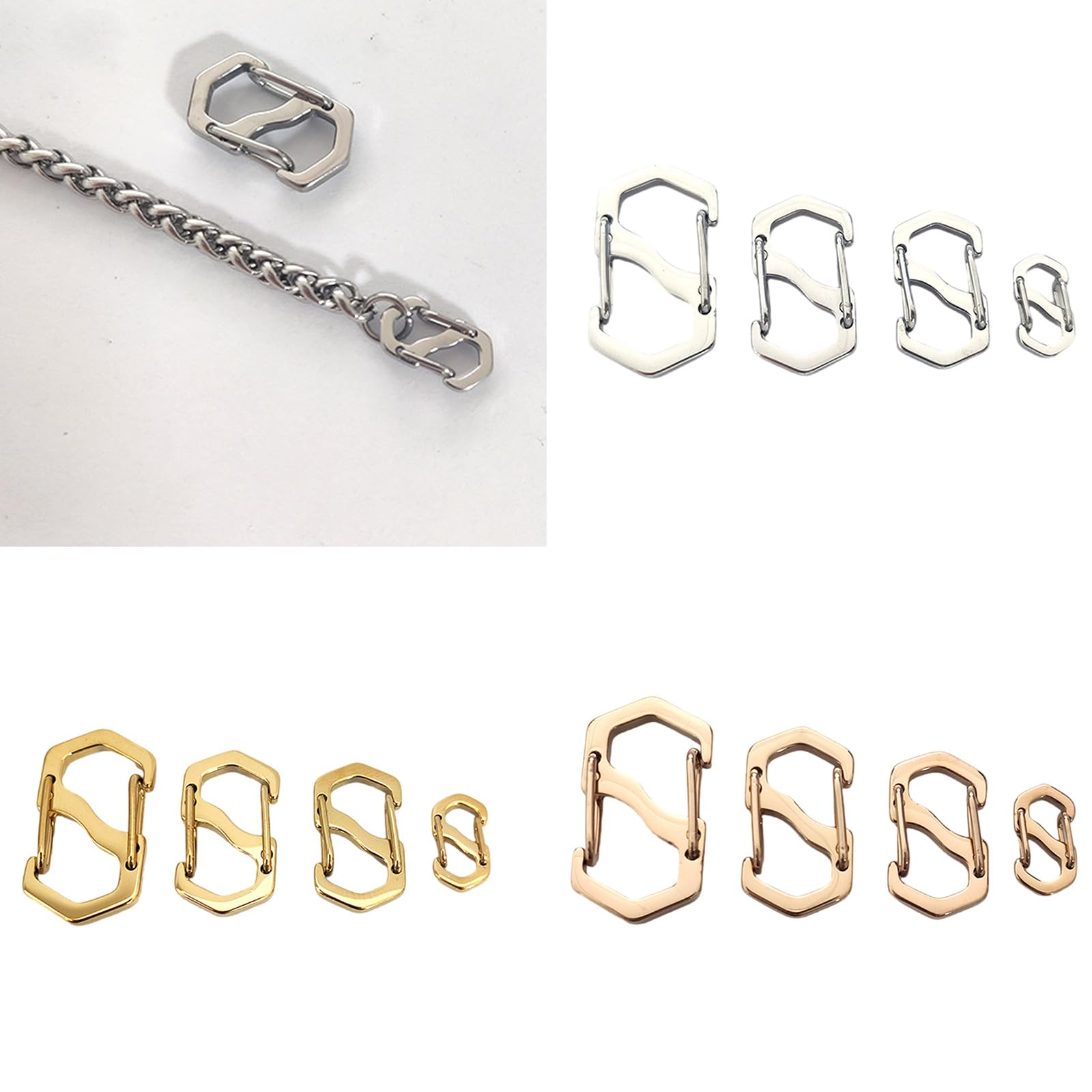 S Types Spring Lock Hook Key Holder Keychain Carabiner Stainless Carabiner Keychain Clip Multifunctional Carabiner Hook