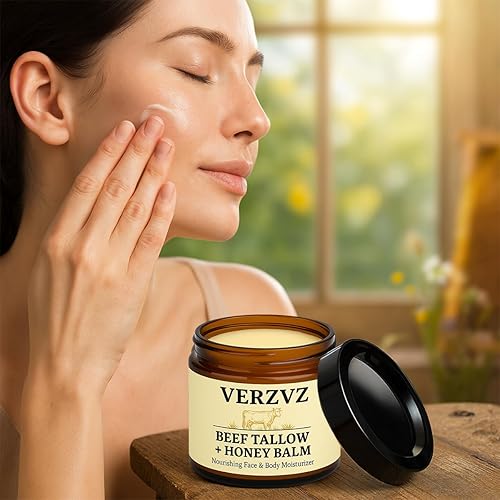 Miniatura 8 de Sargo de ternera para piel y cara  Crema hidratante de bálsamo de miel y sarga, 100% carne de res alimentada con pasto con miel orgánica cruda, cera