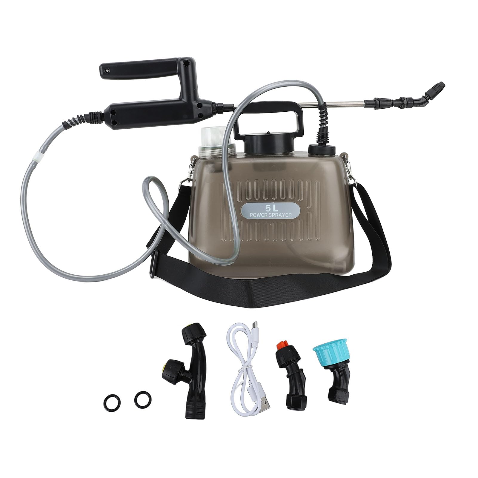 HEEPDD Pulverizador de Jardín Portátil para Control de Malezas, Lavado de Autos, Limpieza de Patios, Operación Automática, 4 Boquillas para Propietarios de Viviendas, Jardineros, Pulverizador (Grey)
