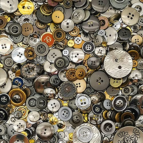 Qovydx 1600Pcs Gold and Silver Buttons for Crafts Bulk Assorted Sizes Metallic Button for Crafting