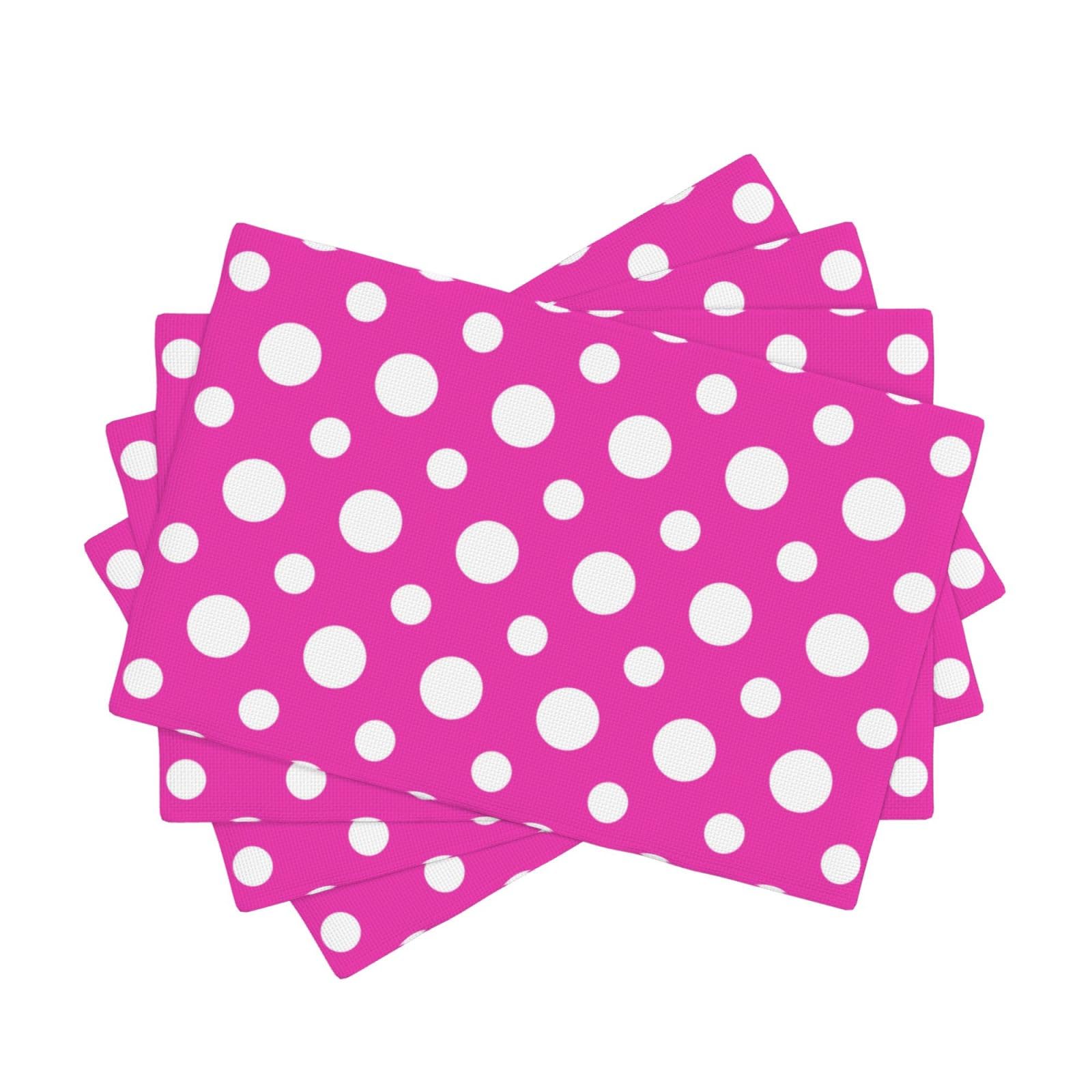 Set de table lavable et thermorésistant motif pois rose vif
